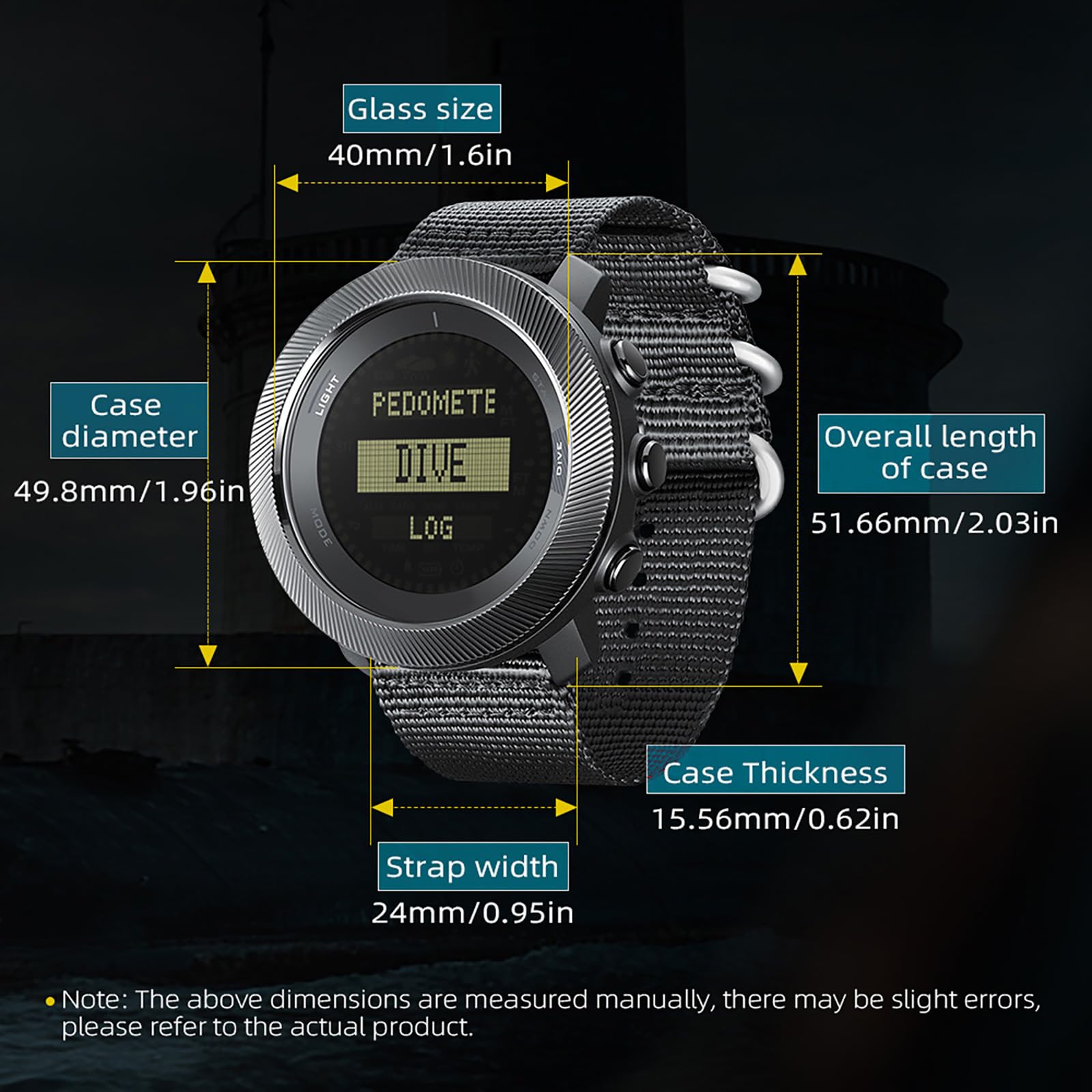Reloj deportivo para hombre, podómetro, reloj de buceo, reloj de pulsera militar con brújula, barómetro, altímetro, resistente al agua, 10 bar, reloj digital para hombre, reloj de fitness, calorías