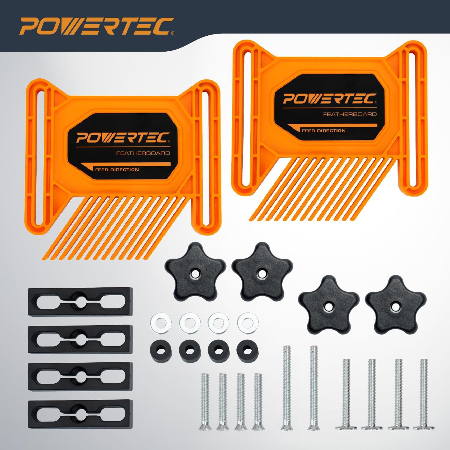POWERTEC Tableros de plumas tándem universales para sierra de mesa, mesa de enrutador, valla de enrutador y sierra de cinta, herramientas y accesorios de trabajo de madera para reducir el retroceso y