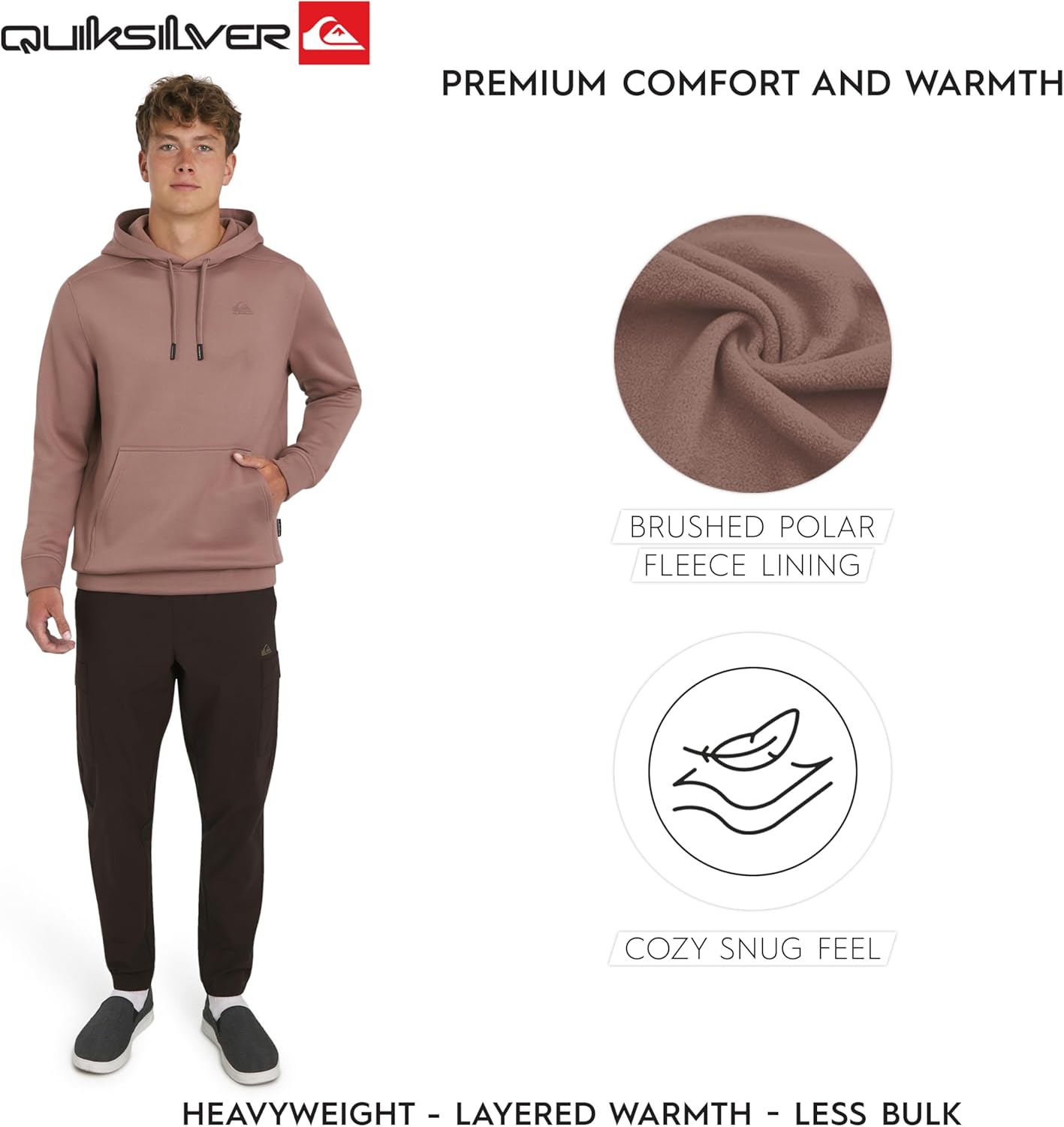 Quiksilver Men's Regular Fit Active Performance Heavyweight Jacquard Mesh and Polar Fleece Pullover Hoodie (S-XL) - Image 3