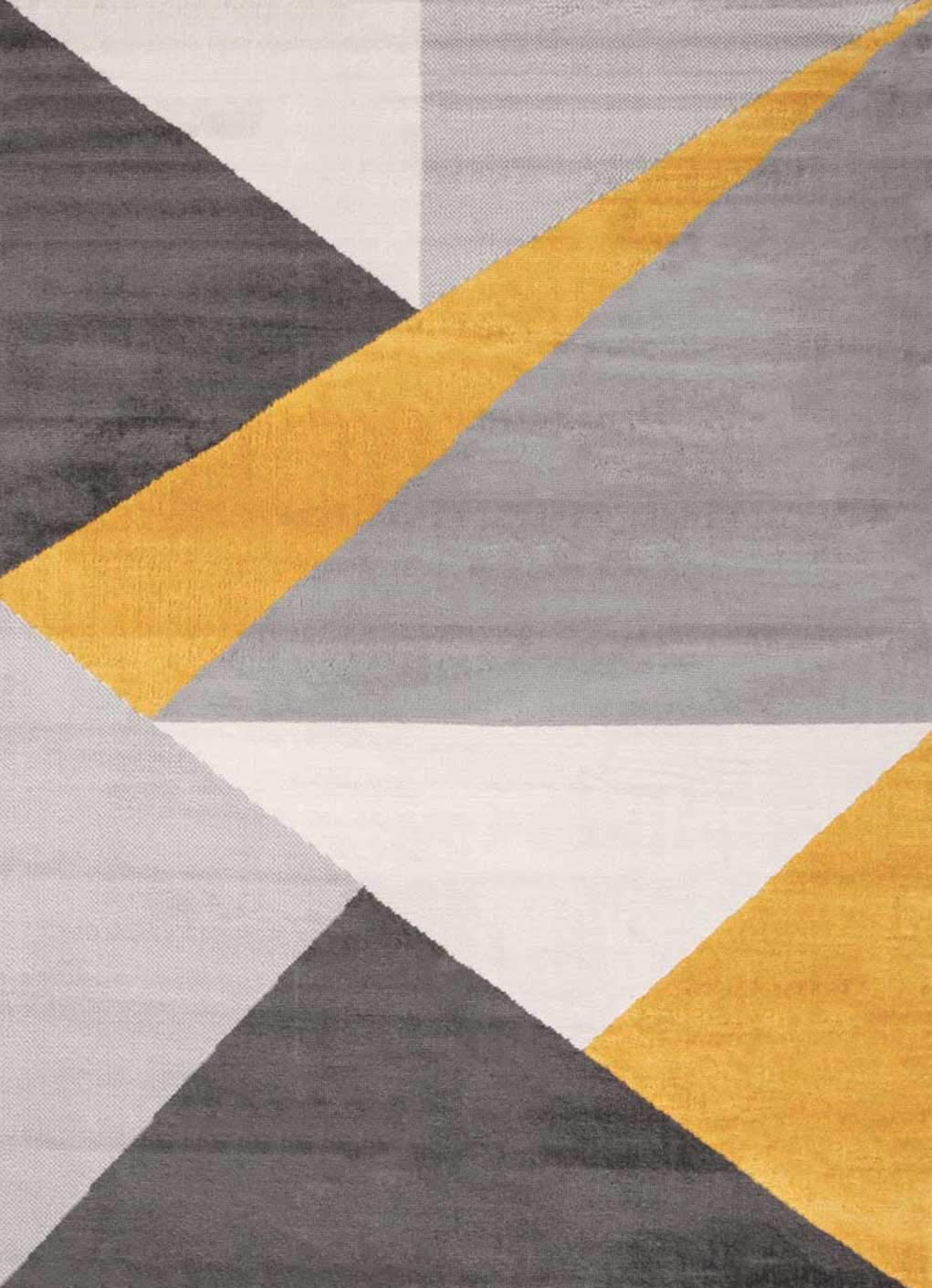 VIMODA Teppich Wohnzimmer Schlafzimmer Flur Teppich Geometrisches Muster Gelb, Maße:200x280 cm
