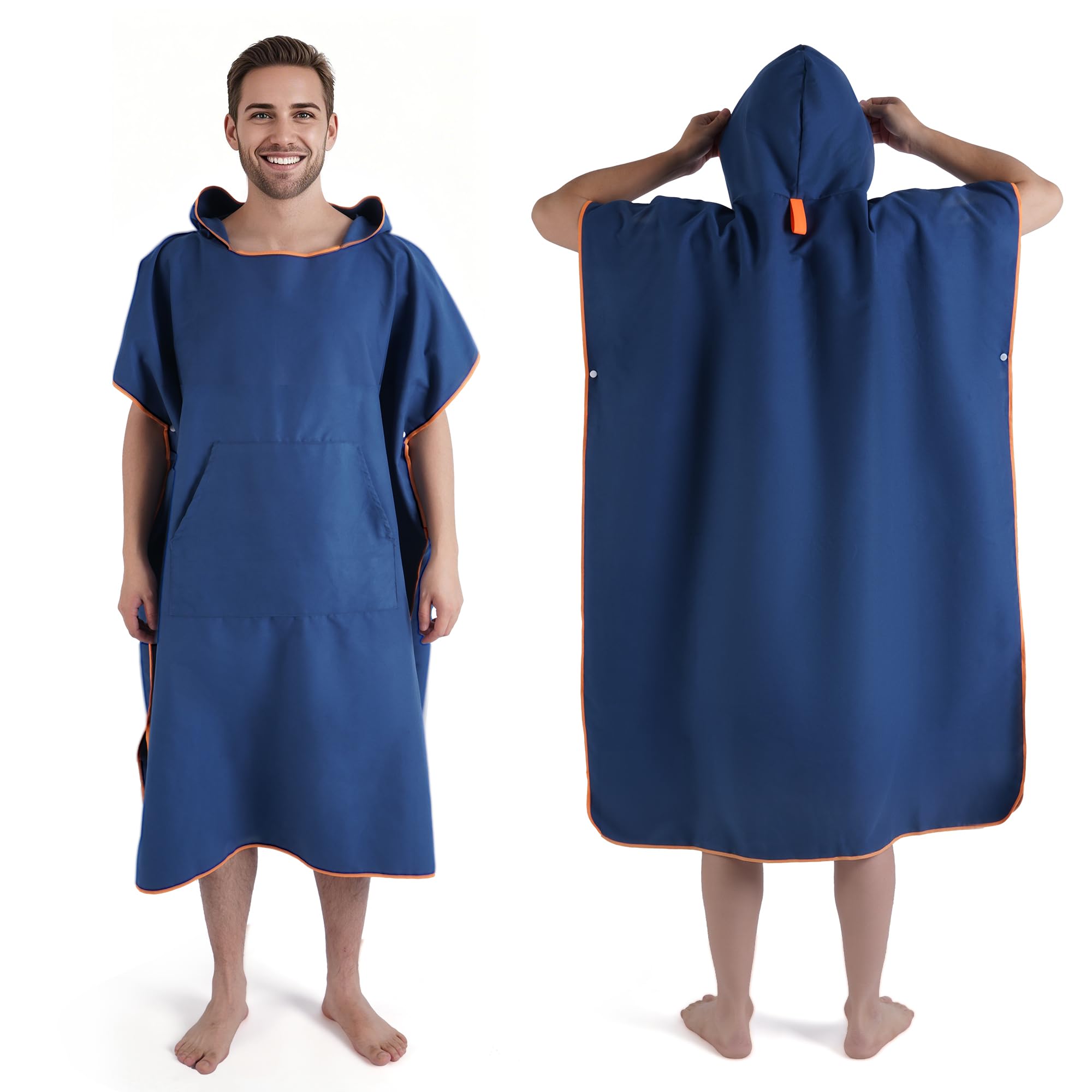 Pameil Changing Robe Bath Poncho for Men and Women, Poncho Towel, Microfibre Surf Poncho, Bath Poncho, Towel, Made of Microfibre Also as Changing Aid Beach (Large)