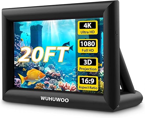 Pantalla de cine inflable para exteriores, pantalla de proyector inflable de 20 pies para exteriores con soplador de aire y bolsa de transporte,