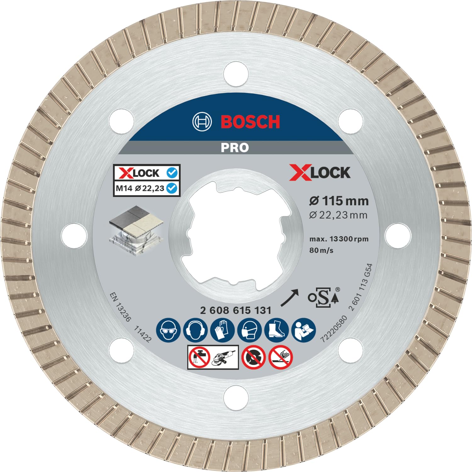 Bosch X-Lock Aksesuarları, Disk, Gri, 115 mm, 1 Adet