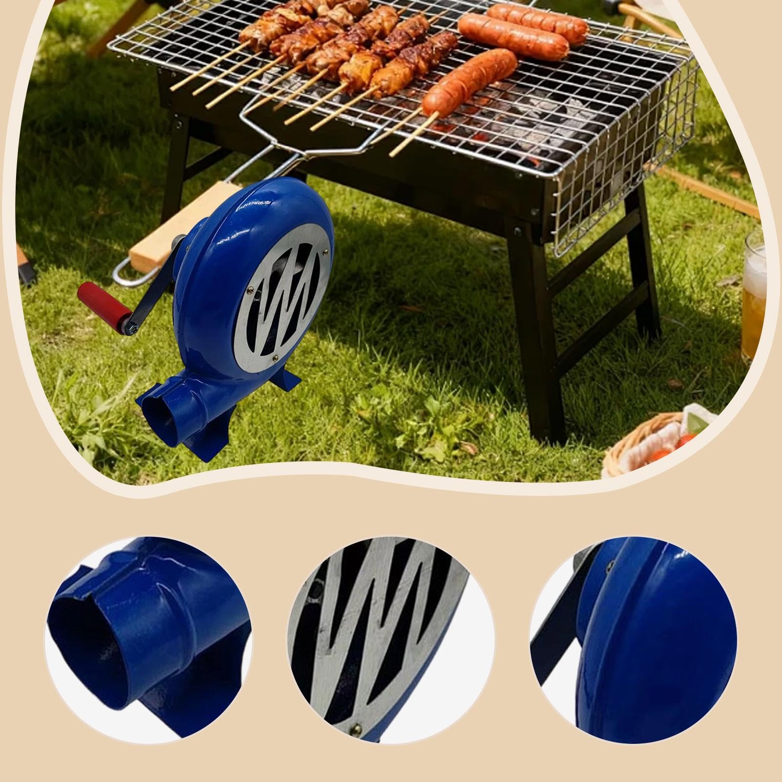 Ventilateur à Manivelle, Souffleur de Feu, Ventilateur Multifonction, Résistant à l'usure, Stable, Haute Performance, Ventilateur de Barbecue Ergo, 120w