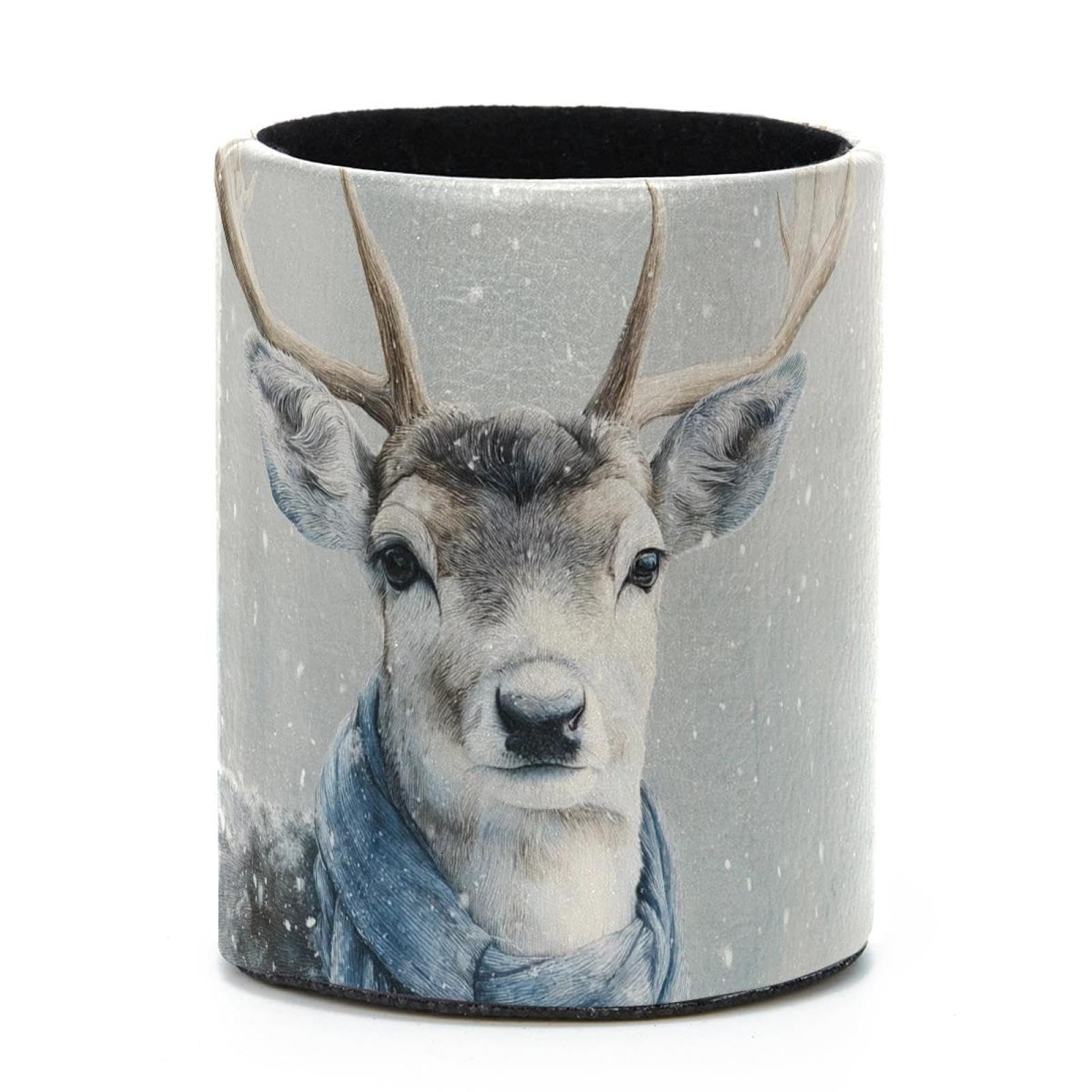 VAPOKF Round Pencil Holders for Desk, Deer Pen Holders Pen Pot Makeup Brushes Storage Desktop Stationery Supplies Organiser for Home Office
