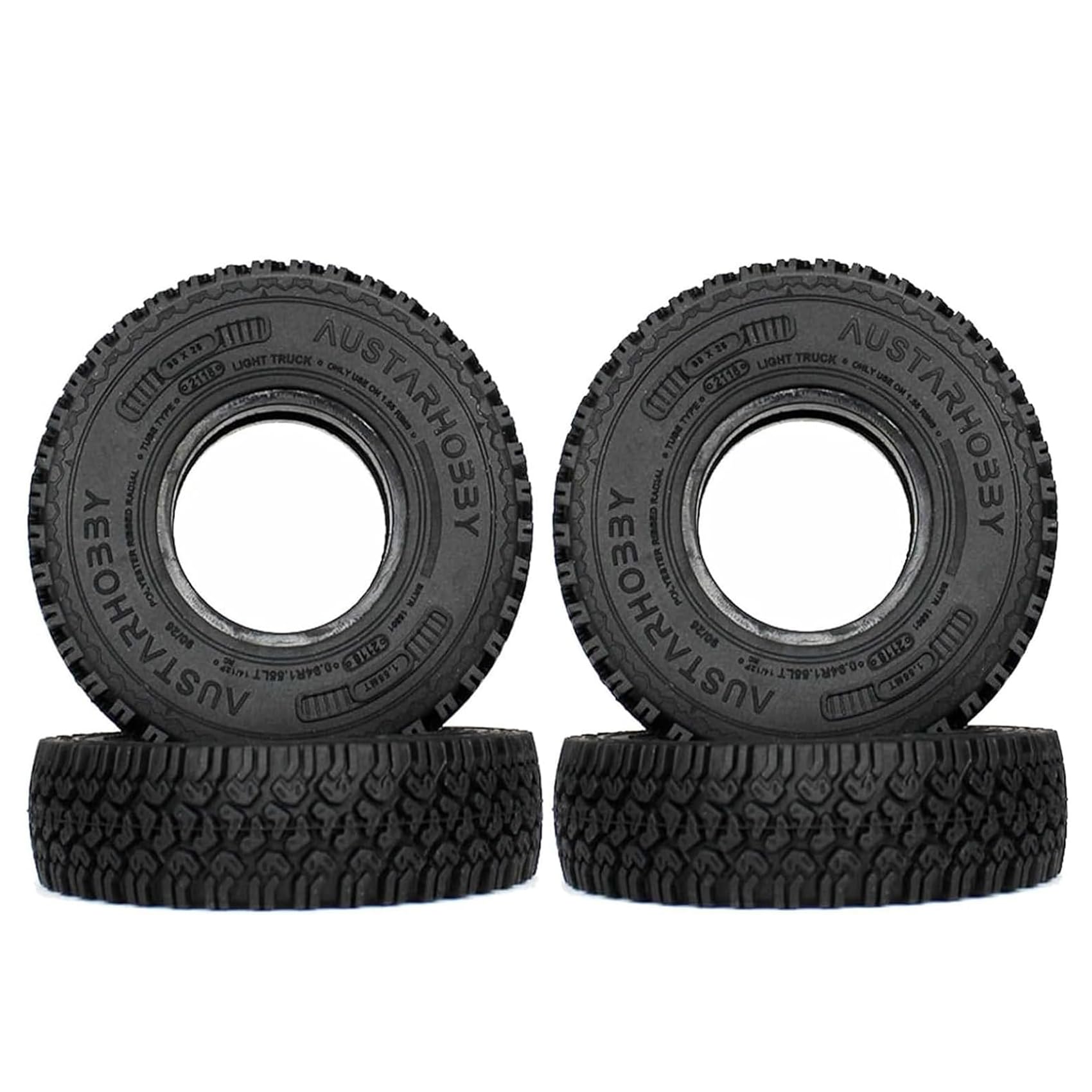 RC Car Tires,KIINGCOO 4PCS 1.55 inch Mud Wheel Tyre Terrain Crawler Rubber Tires Foam Insert for 1:10 RC Crawler Car for Axial 90069 TF2 D90 CC01 LC70 Tamiya MST JIMNY UTB18 (90x25mm-A)