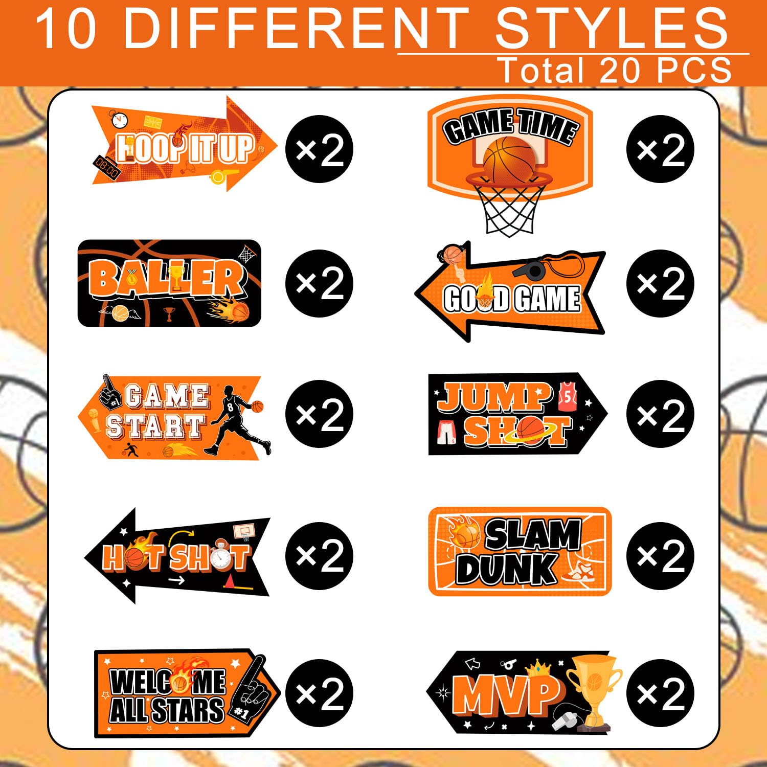 Décoration d'Anniversaire Basketball, 20 Pcs Panneau de Décorations de Fête de Basket-Ball pour Décorations de Fête D'anniversaire sur le Thème du Basket-Ball