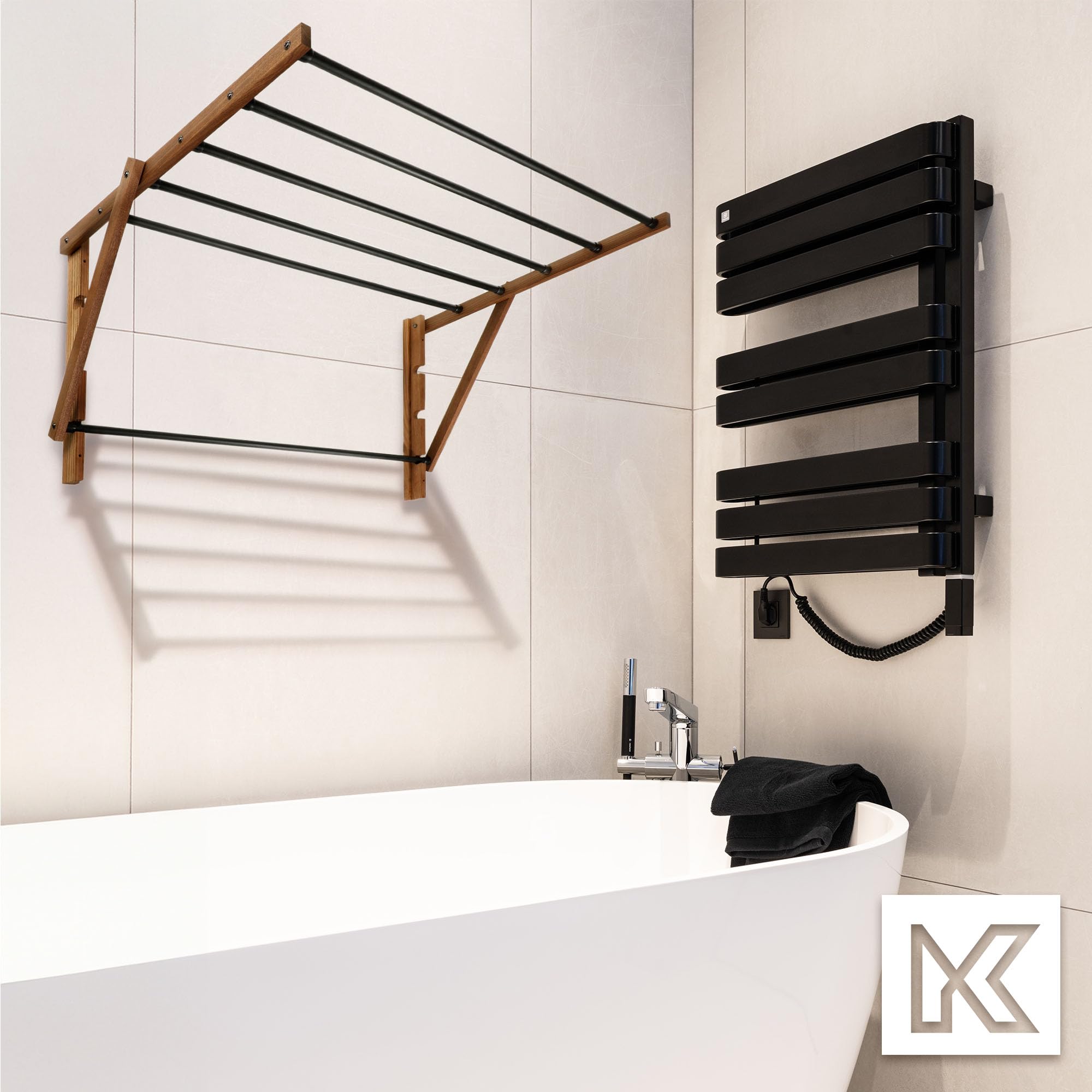 KADAX Séchoir Pliable, Entièrement assemblé, Séchoir debout extensible, Séchoir à linge à accordéon, Séchoir à linge à tour pliante (85 x 39,5 cm)