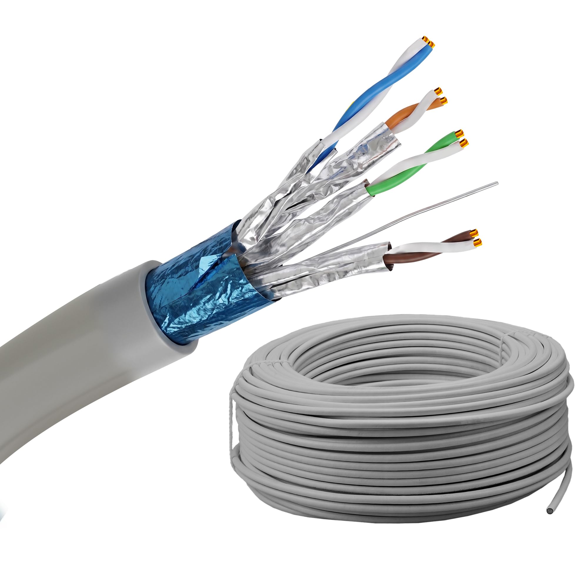 EXTRALINK Câble ethernet CAT6A F/FTP 100m blindé 10 Gbit/s 500 MHz PoE++