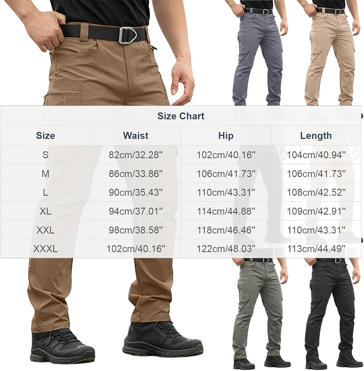 Men's Cargo Pants with Multi Pocket Water Resistant Stretch Tactical Joggers Quick Dry Work Durable Utility Trousers