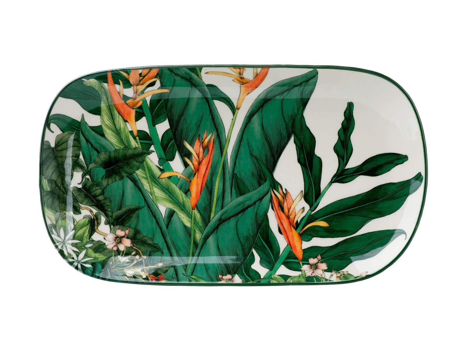 Maxwell & Williams DR0468 Piatto rettangolare 35 x 19 cm - Night Cinner - Ceramica colorata con foglie di fiori - Confezione regalo