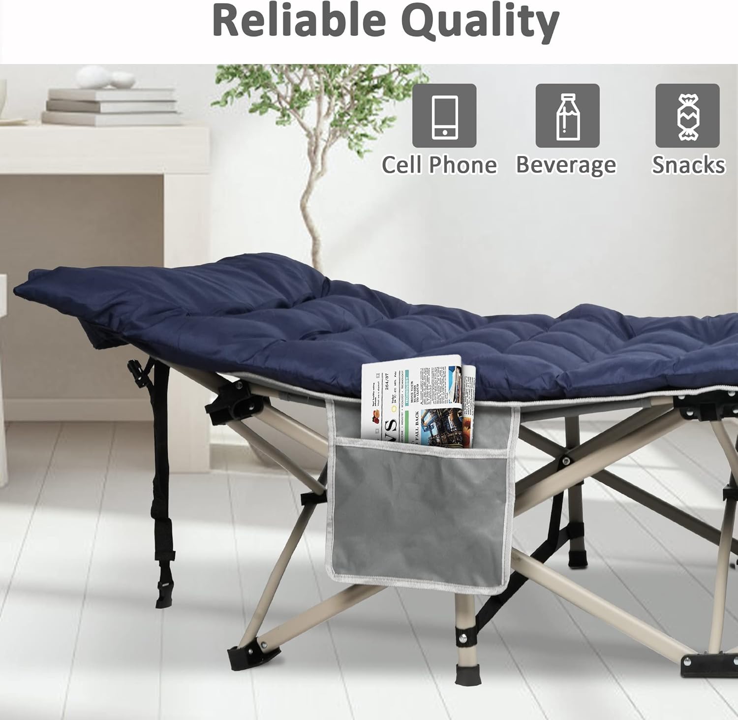 Camping Cots for Adults - Folding Sleeping Cot Bed with Mattress and Adjustable Height Powder-Coated Steel Frame Camp Bed - Ideal for Travel, Office, and Home Use