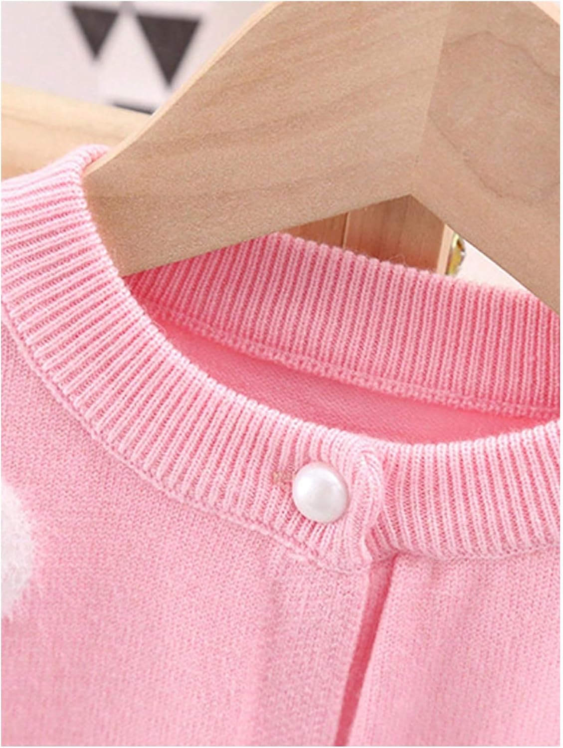 OYOANGLE Toddler Girl's Heart Print Button Down Cardigan Sweater Long Sleeve Crewneck Knit Outerwear Coat - Image 2
