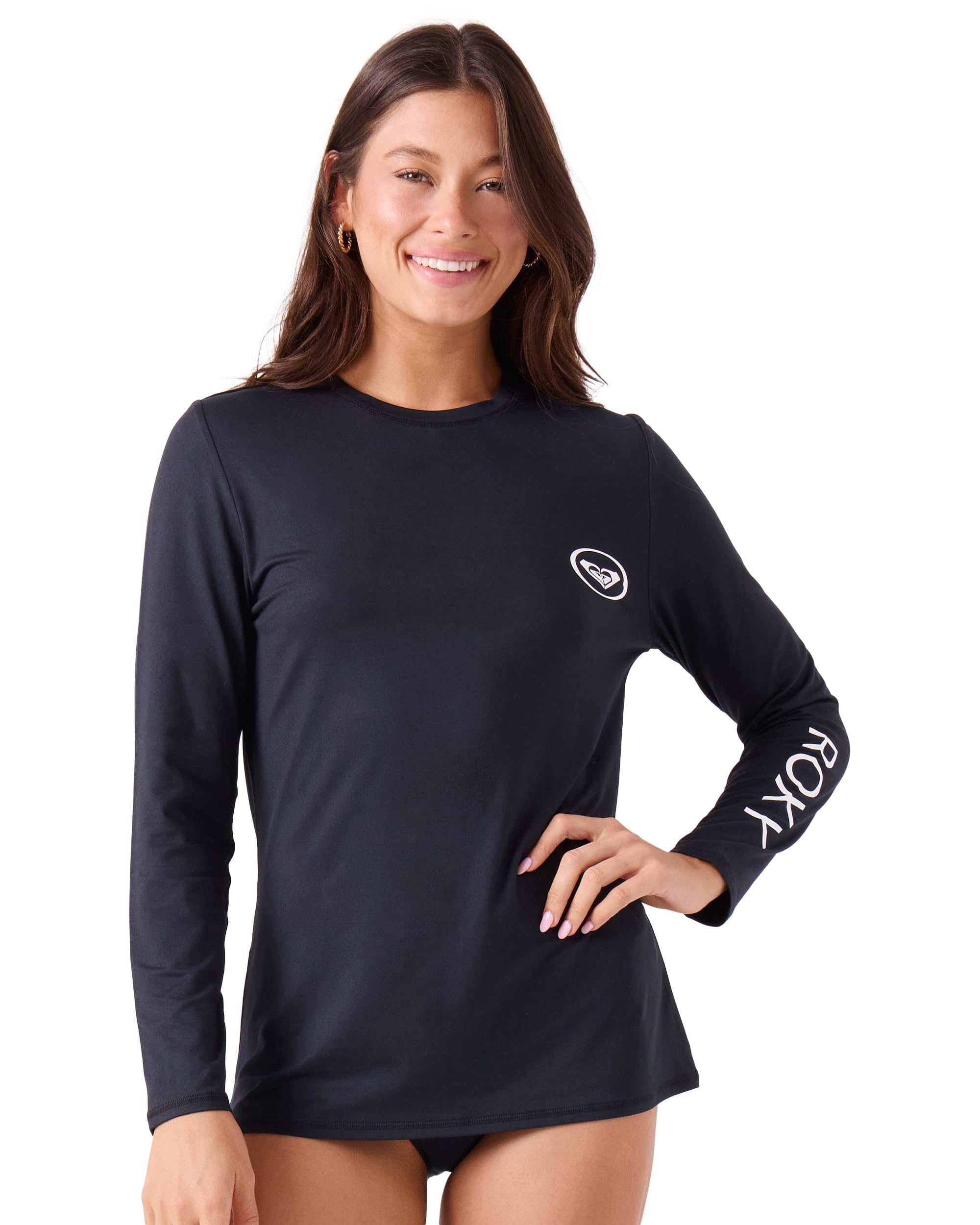 Photo 1 of [Black] Roxy Women's Long Sleeve Loose Fit Rashguard UPF 50+ Quick-Dry Recycled Swim Shirt, Jet, Medium
