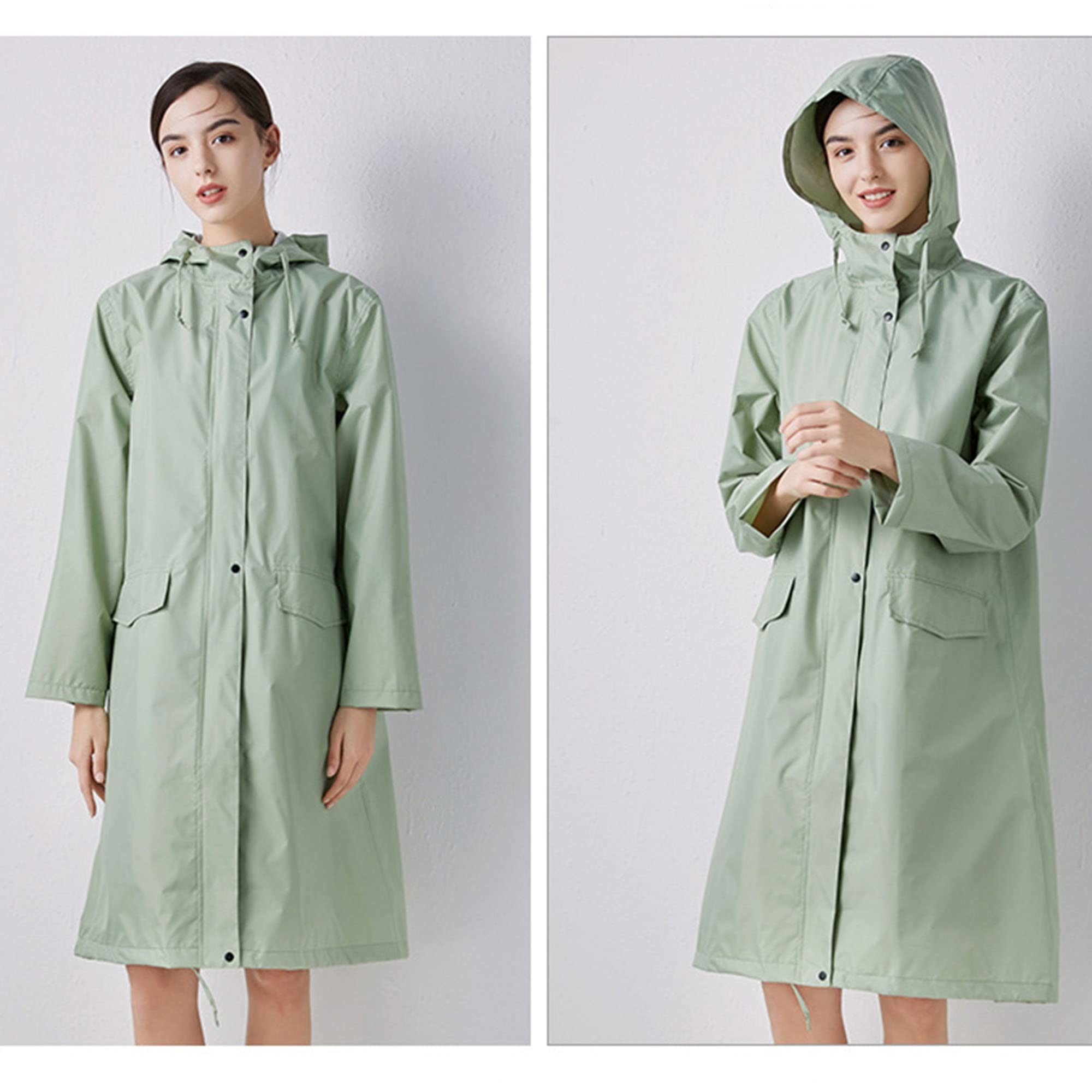 Poncho de Lluvia con Capucha para Mujer, Chubasquero Impermeable Capa Lluvia Elegante Ropa de Lluvia con Bolsa de Almacenamiento para Ciclismo Senderismo Pesca Camping