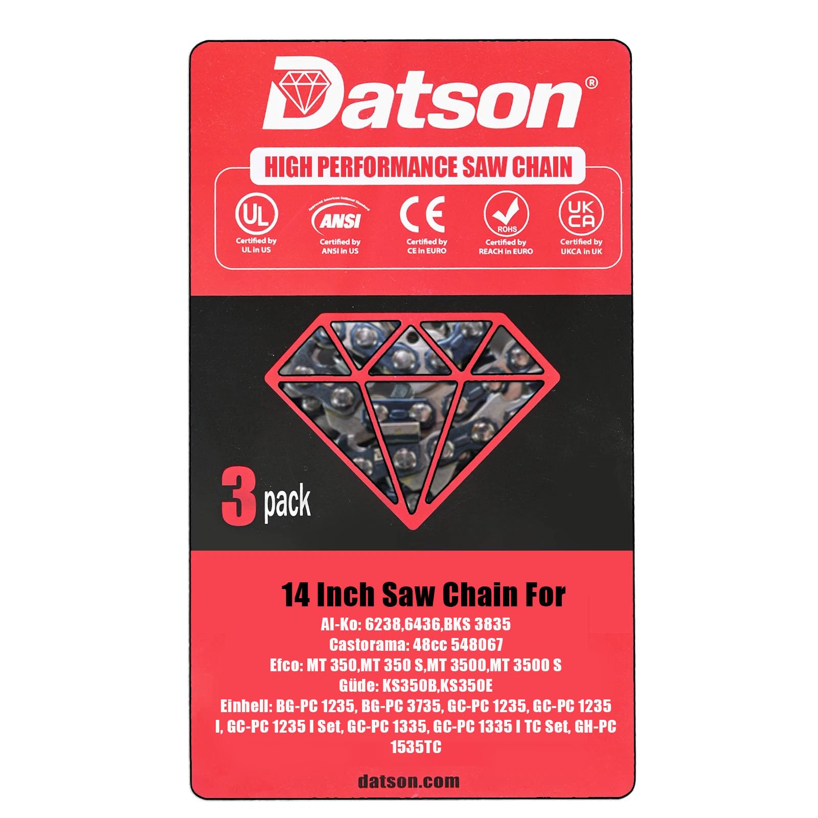 3 Pack Chainsaw Chain for 14" (35cm) 53 Drive Links,Chains Compatible for Einhell BG-PC 1235,BG-PC 3735,GC-PC 1235,GC-PC 1235 I,GC-PC 1235 I Set,GC-PC 1335,GC-PC 1335 I TC Set,GH-PC 1535TC