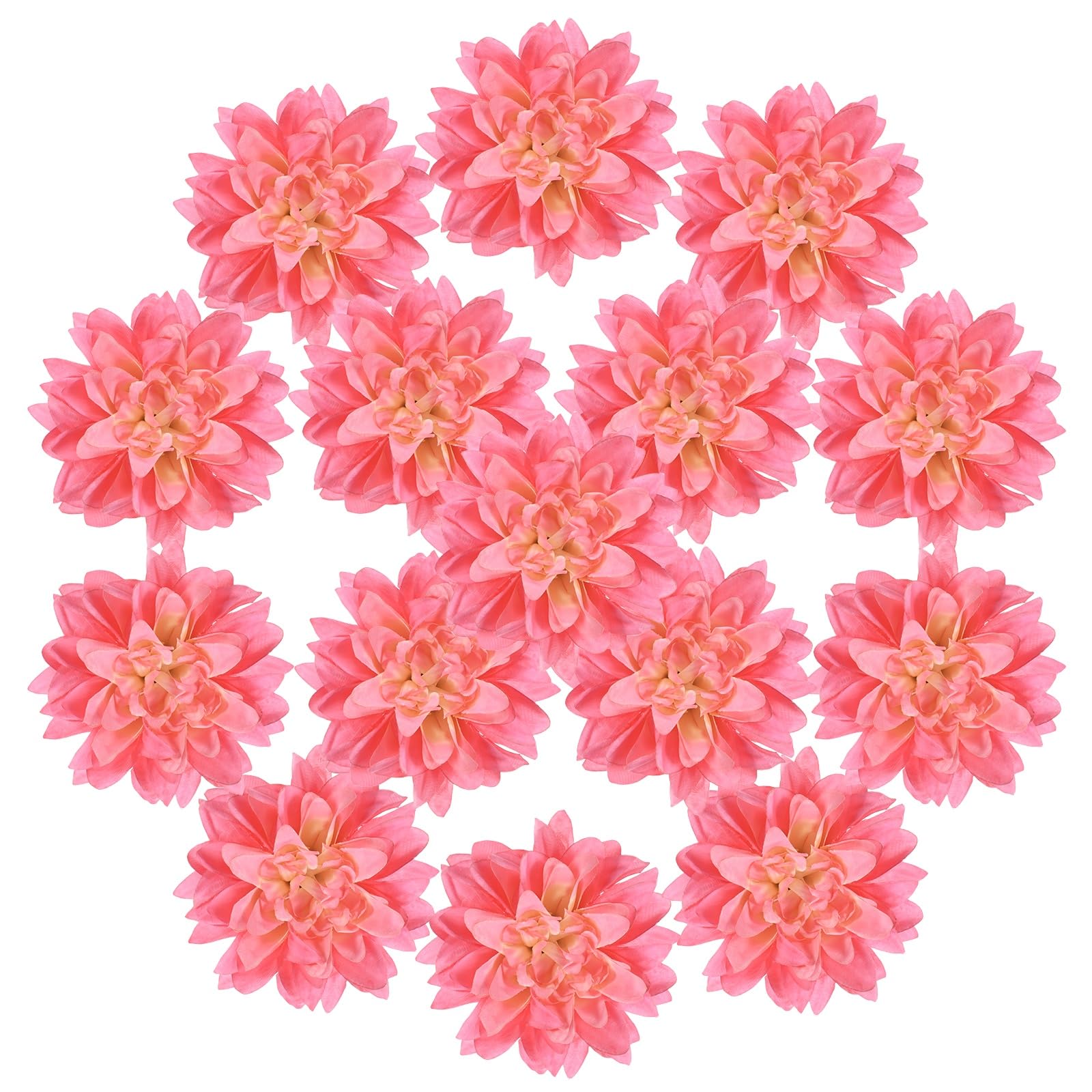M METERXITY 15-Pack Artificial Flowers Bulk, 3.54Inch/90mm Fake Chrysanthemum Floral Silk Flowers for DIY Home Decorations/Wedding Bouquets/Garden Office Table Centerpieces[Pink]