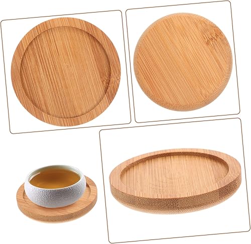 Miniatura 5 de PRETYZOOM Posavasos de bambú para tazas de agua, posavasos para taza de café, no posavasos ni tazas, posavasos para mesa, esteras para tazas,