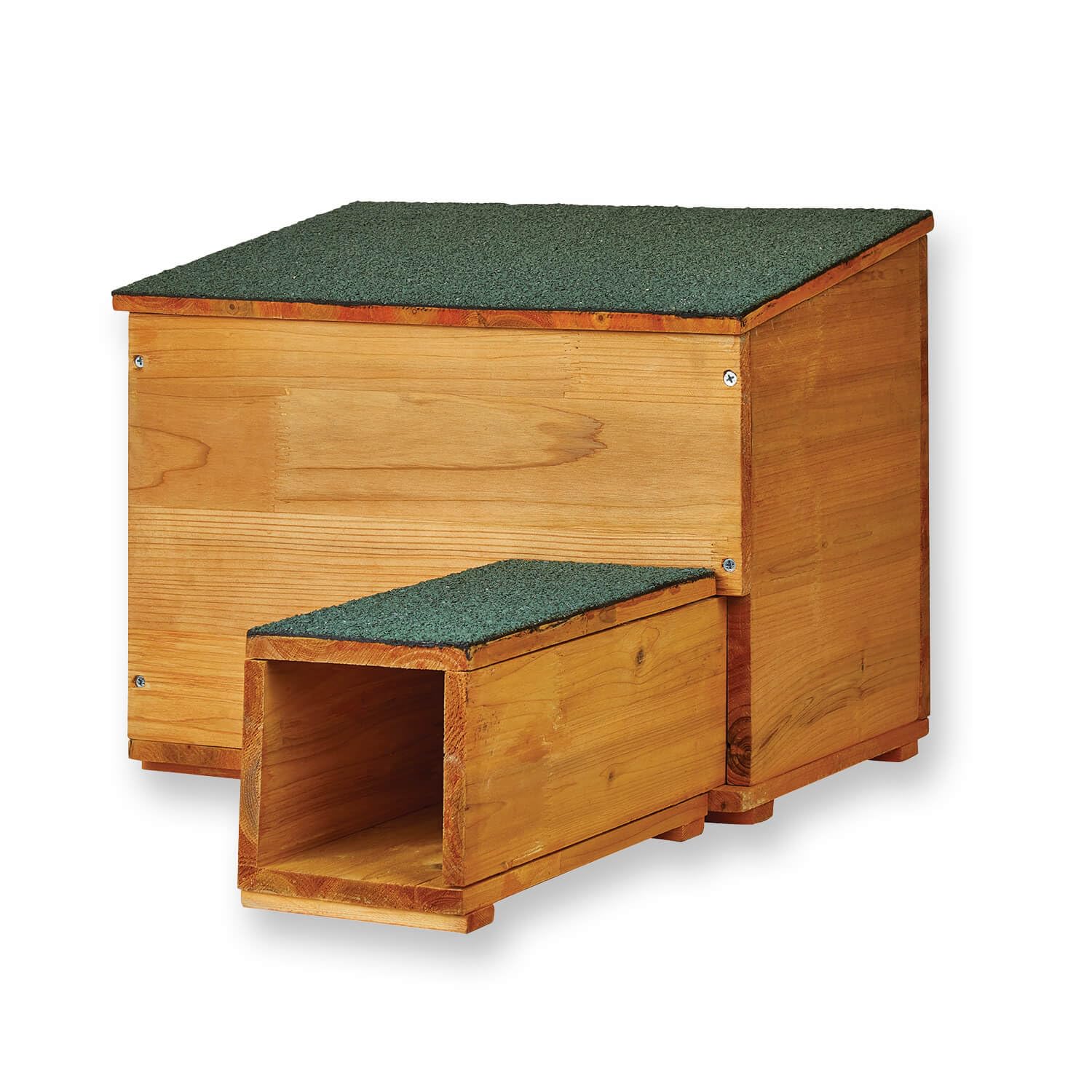 Coopers of Stortford - Hedgehog House Garden Decor with Felt Roof - Safe Shelter for Garden Hedgehogs, Extended Entrance to Deter Predators