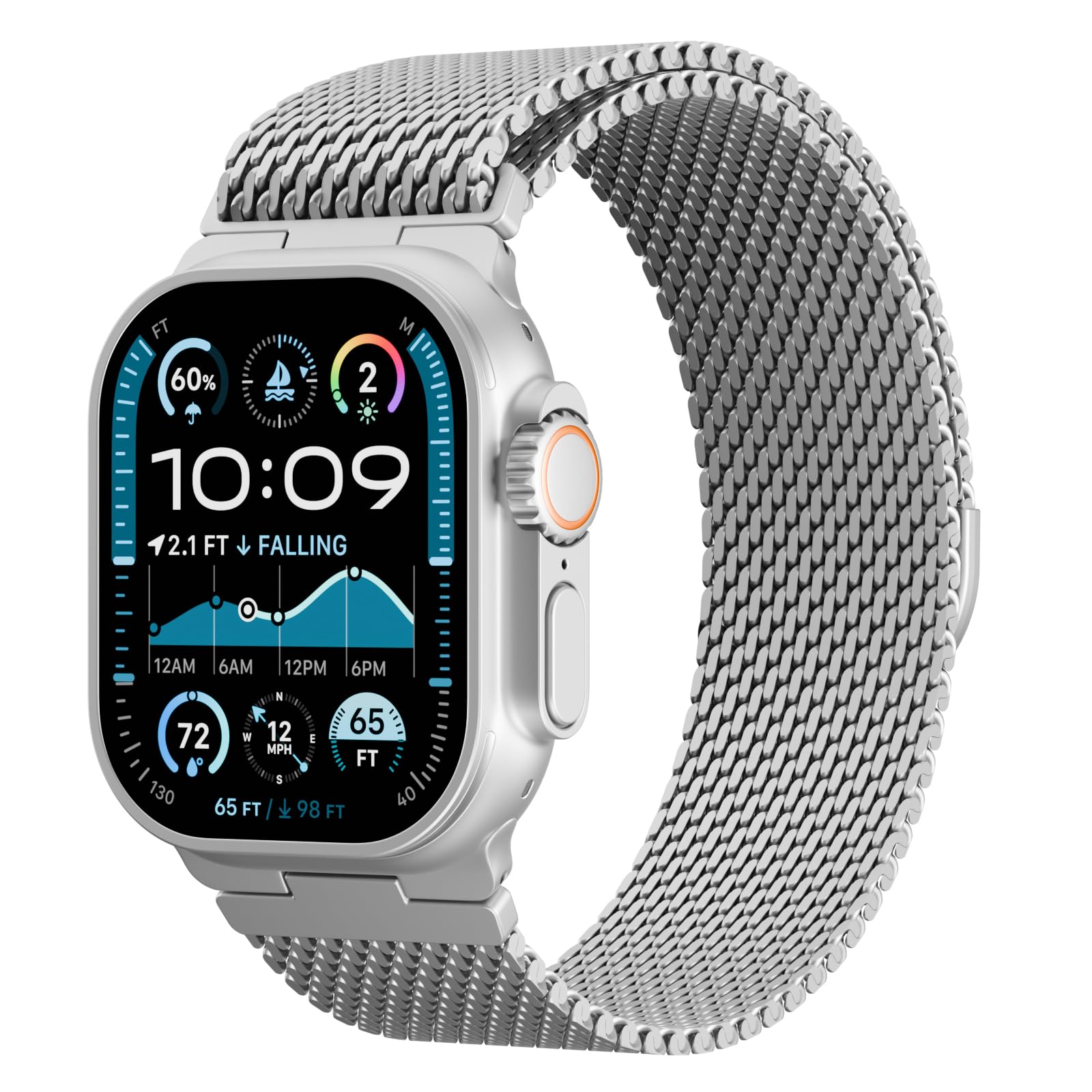 Milanese Mesh Loop Compatible with Apple Watch Band Ultra 2/Ultra 49mm 46mm 45mm 44mm Men, Breathable Replacement Band for iWatch SE Series 10/9/8/7/6