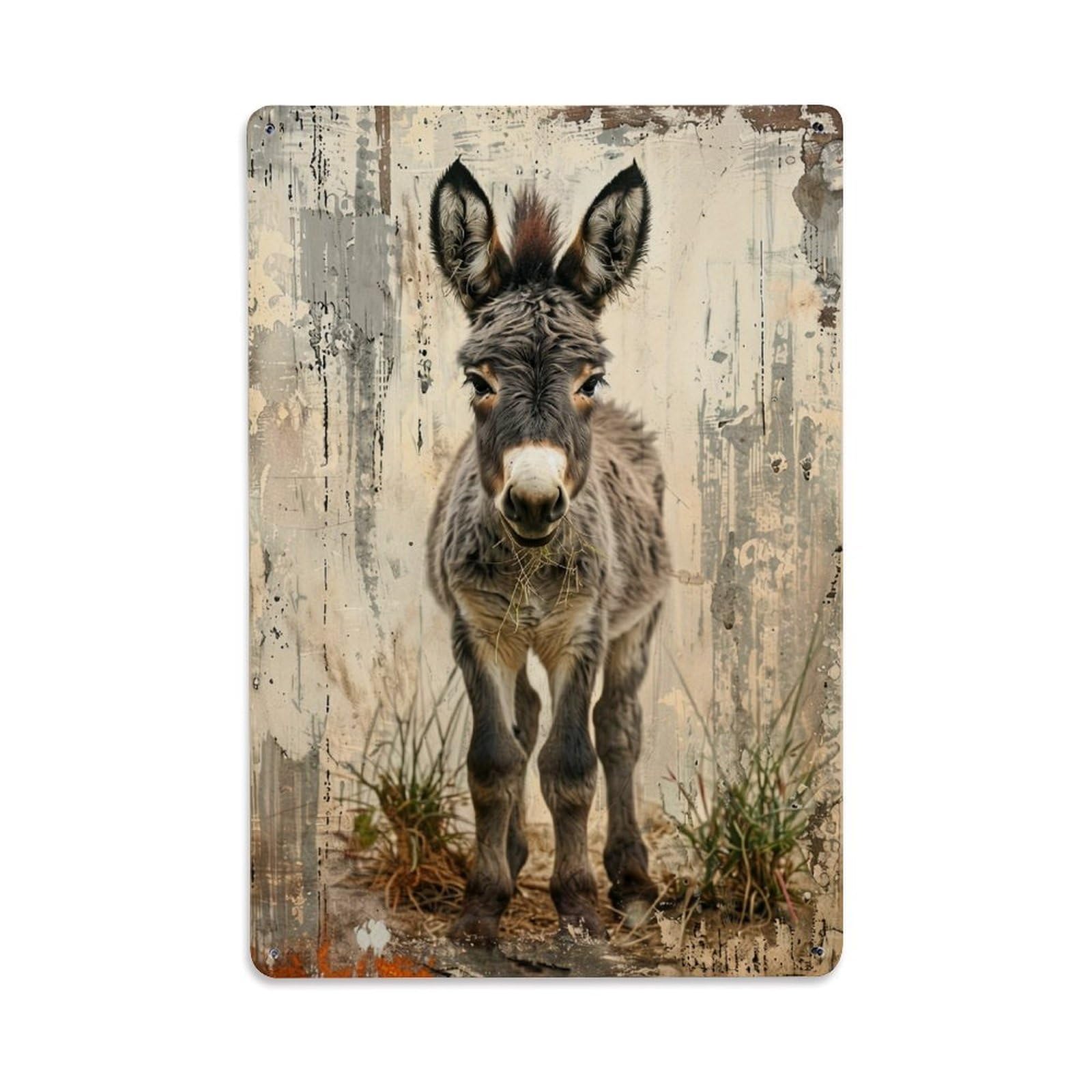 Bliveurn Vintage Donkey On Textured Wall Art Retro Metal Tin Sign, Metal Poster For Home, Gaming Room, Studio Workshop,Bar,Garage Wall Art Decor 8X12 Inch