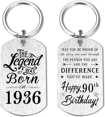 Yobent 90th Birthday Gifts for Men 1936, Happy 90th Birthday Keychain, 90 Year Old Bday Gift for Man Male, The Legend was Born in 1936 | 90 Year Old Bday Gift for Man Male, The Legend was Born in 1936
