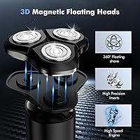 Vista 3 de Electric Razor for Men, 2025 Magnetic Electric Shavers, IPX7 Waterproof Wet/Dry Mens Shaver, Smart LED Display & All-in-One Charging Base with