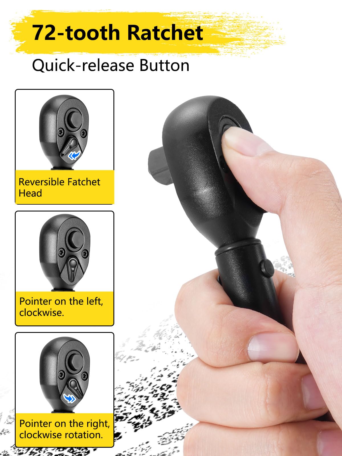 Juego de llaves dinamométricas de 3 piezas (1/4", 3/8", 1/2"), carraca de 72 dientes, ± 3% de precisión con 3 extensiones y 2 adaptadores – Herramienta profesional para bicicleta, moto, coche