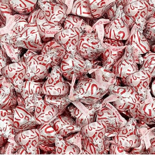 HERSHE'YKISSES Candy Cane Flavored Kisses, Approx 55 pieces Kisses Chocolate Candy Cane Mint with Stripes & Bits, Christmas Edition - Individually Wrapped Candies,