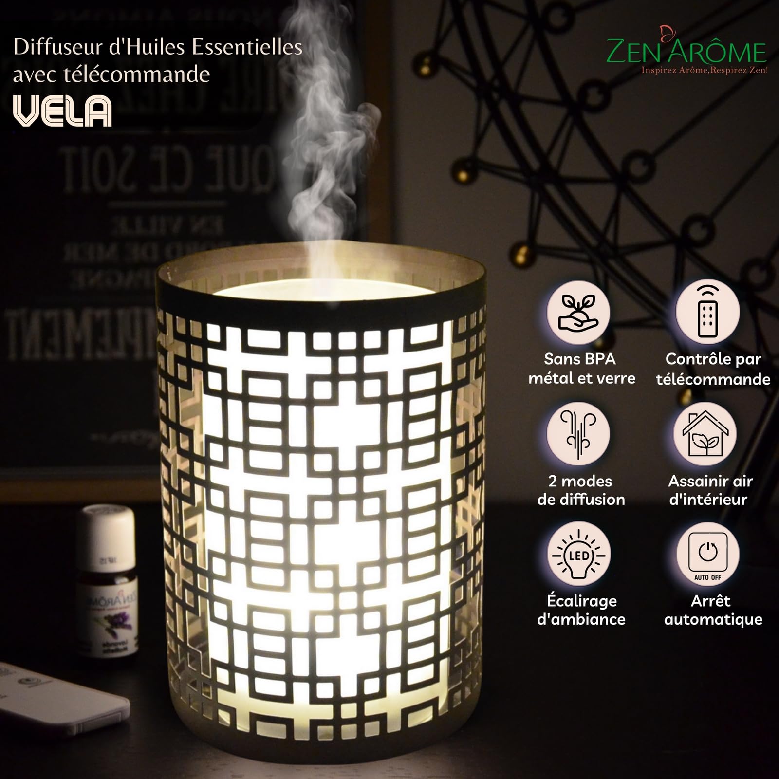 Zen'Aromat Vela Dyfuzor ultradźwiękowy, czarny, 1 sztuka