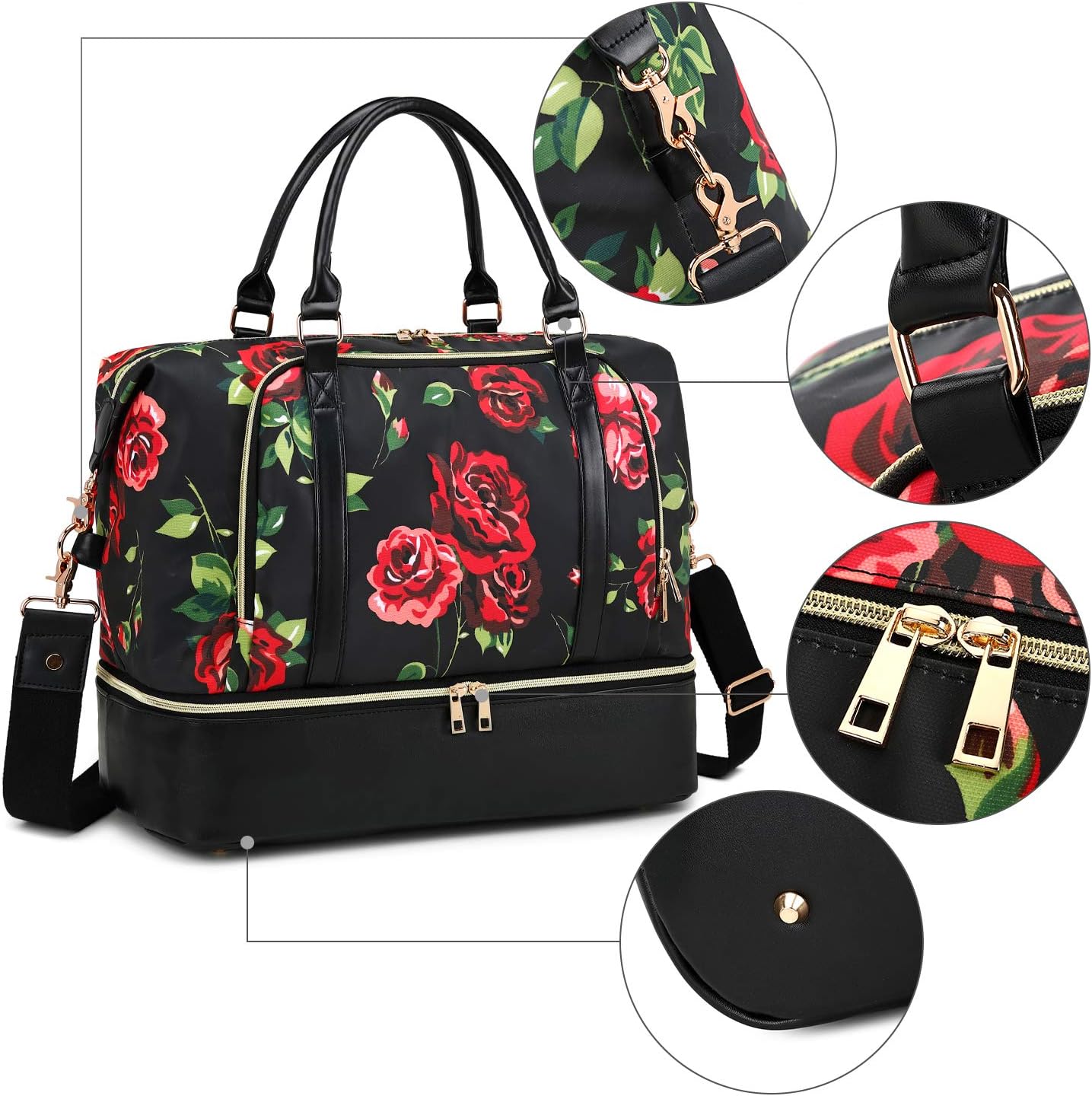 CAMTOP Women Ladies Travel Weekender Bag Overnight Duffel Carry-on Tote Bag fit 15.6 Inch Laptop Computer