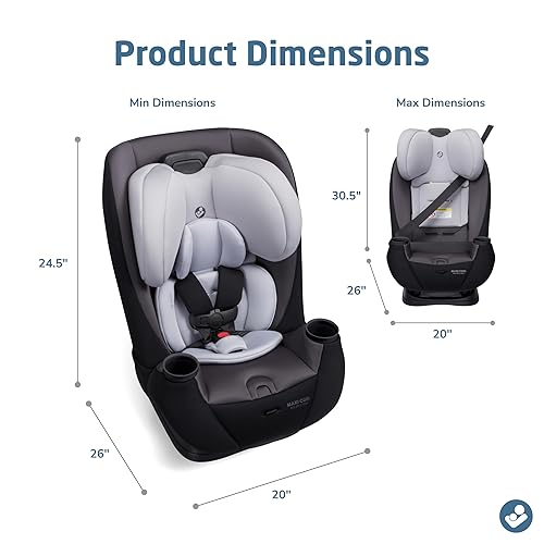 Miniatura 7 de Maxi-COSI Pria All-in-One Convertible Car Seat, Infant to Toddler Car Seat, Easy-Install Harness, Machine-Washable Cover, 5-100 lbs, Blackened Pearl