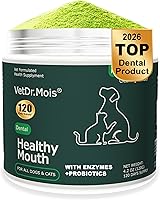 Dr. Mois Dog & Cat Teeth Cleaning Powder - Natural Plaque Tartar Remover, Bad Breath Freshener with Enzymes, 120g 120-Day Supply