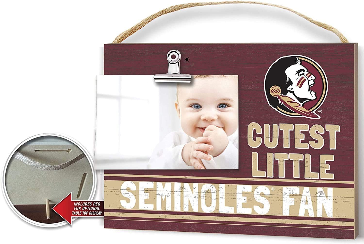 KH Sports Fan Team Color Cutest Little Florida State Seminoles Fan Clip Photo Frame, Florida State Baby Gifts and Decor; Display Your Team Spirit with This Florida State Picture Frame