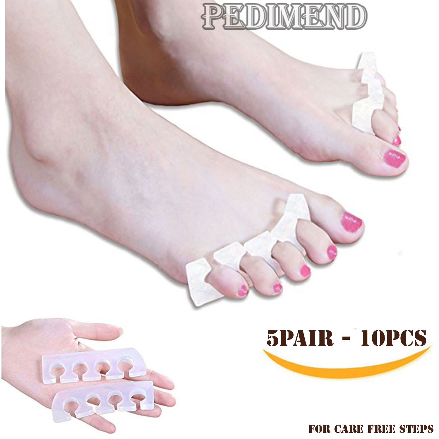 Pedimend morbido silicone dita separatore toe (5PAIRS – 10PCS) – dito separatore – allevia tensione – riallineare le dita articolazioni – Raddrizza dita piegate – pedicure manicure nail art – Hammer