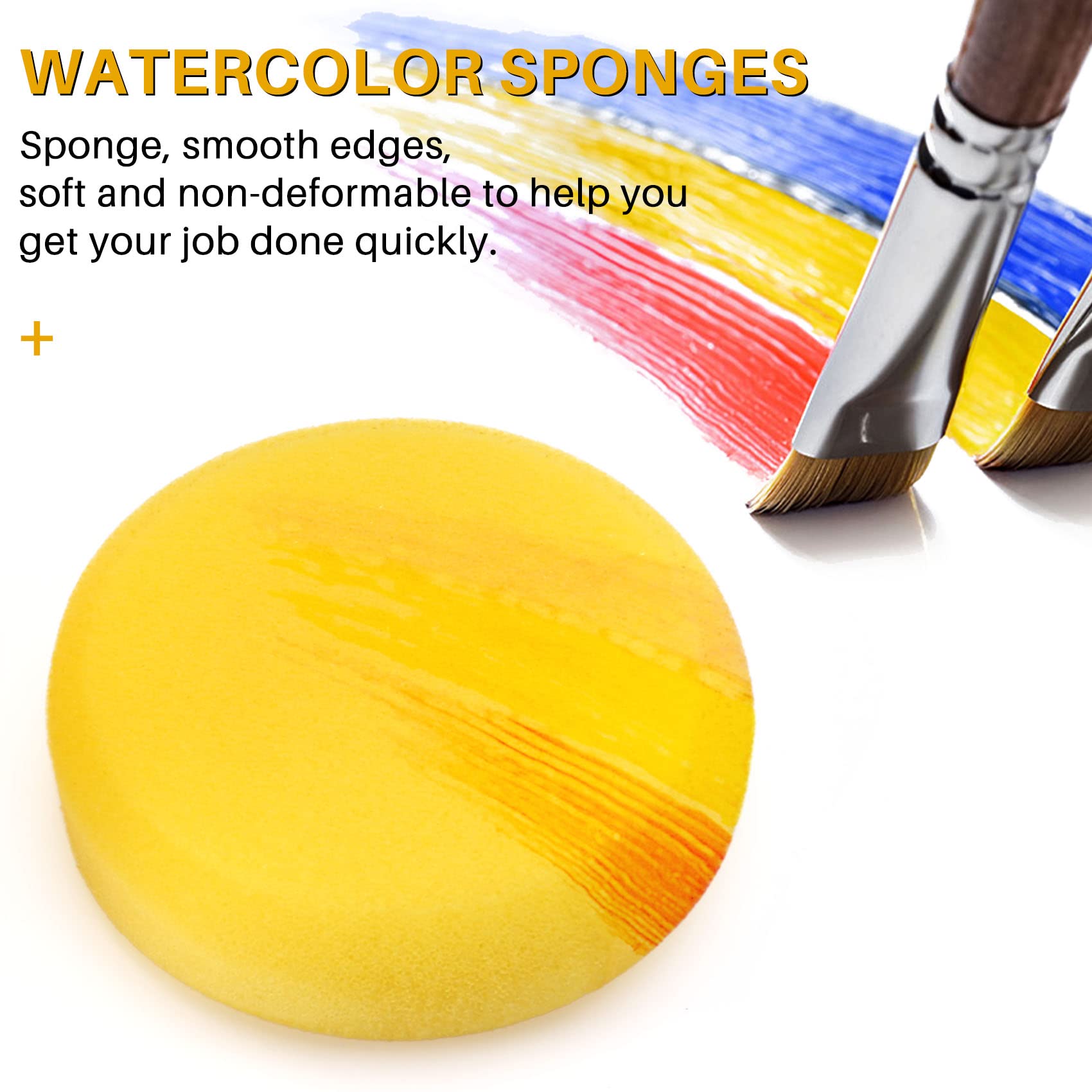 Lot De 12 éponges Rondes Jaunes Pour Peinture, Céramique, Poterie, Aquarelle