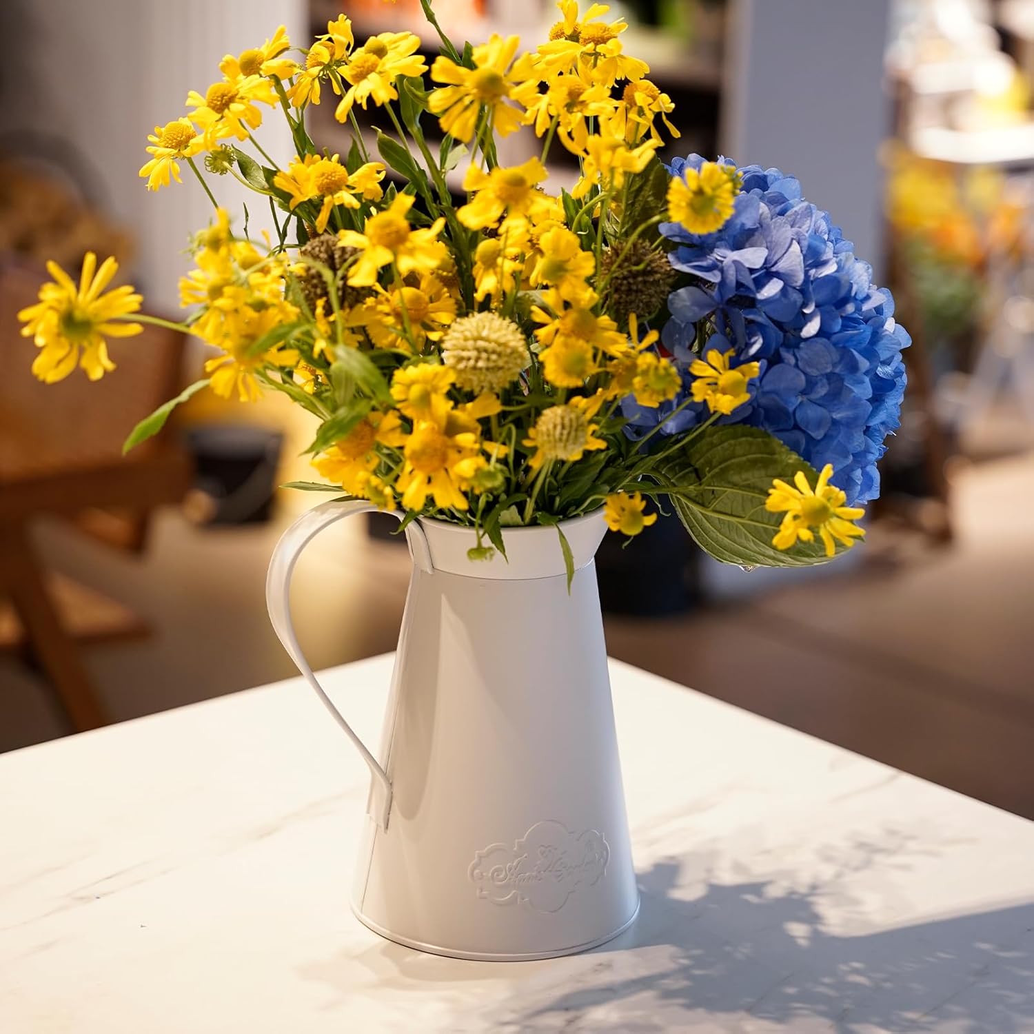 Rustic Metal Farmhouse Flower Pitcher Vase, Large Leakproof Milk Jug Vase for Home Decor - Image 3