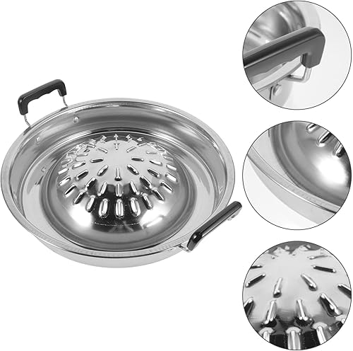 Miniatura 5 de Didiseaon Sartén coreana para barbacoa tailandesa Shabu, bandeja de acero inoxidable para parrilla, para acampar, barbacoa, para verduras, ajo,