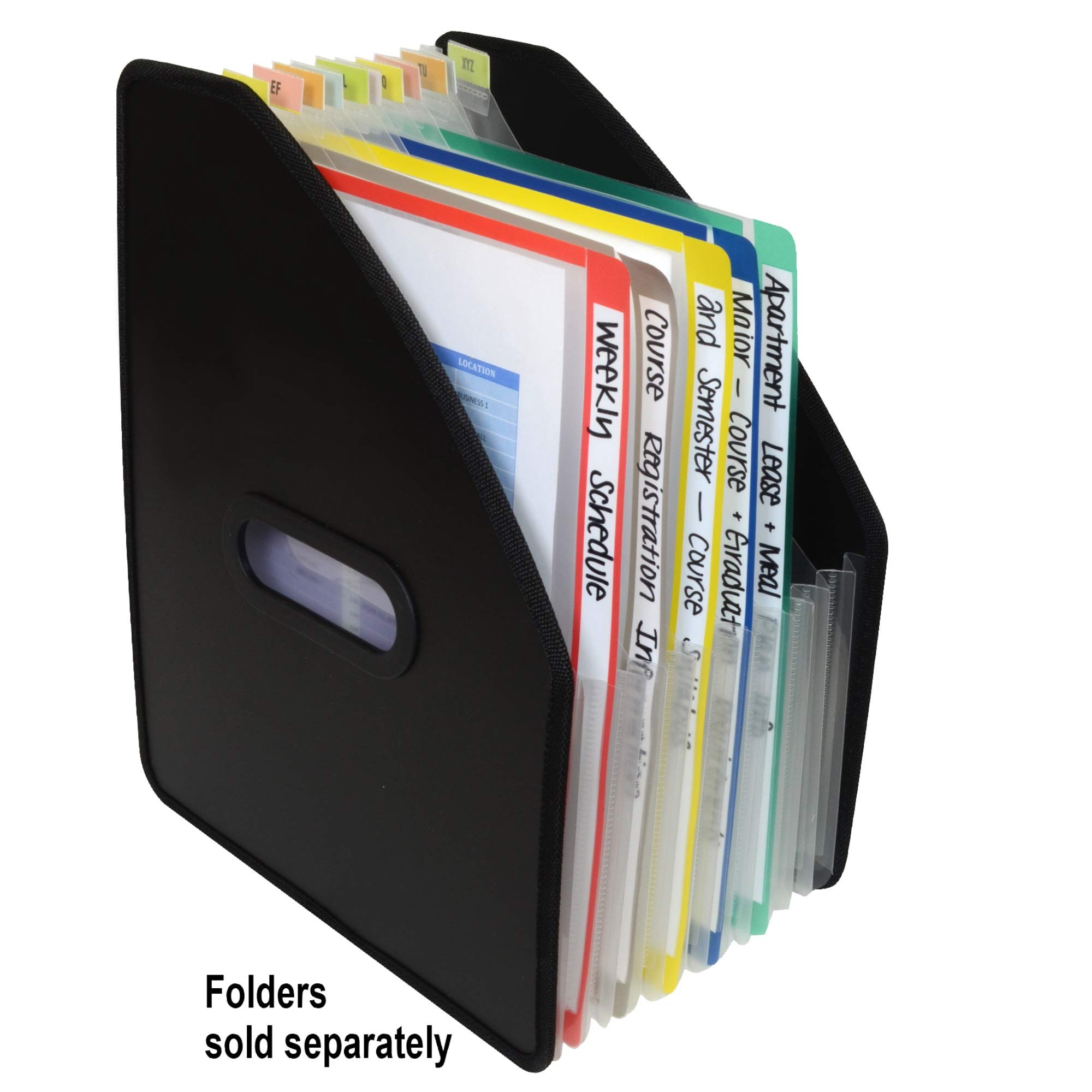 C-Line 58810 - Raccoglitore espandibile verticale a 13 tasche, colore: nero, 12,75 x 10,25 x 75 cm