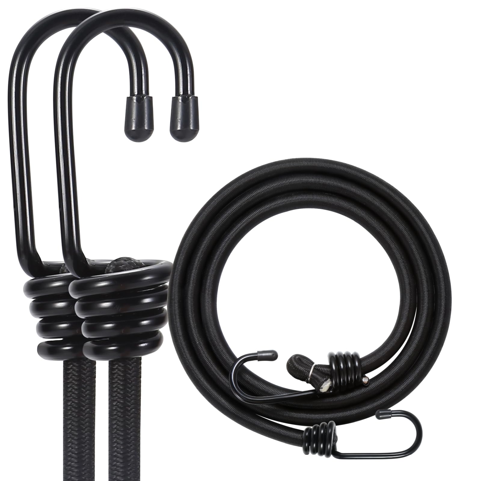 Bungee Cords Heavy Duty Outdoor 5ft Bungee Straps with Hooks Black Bunji Cord 60 inch 3Pcs