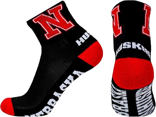 NCAA Nebraska Cornhuskers - Calcetines de un cuarto de baño, rojo/negro, talla única