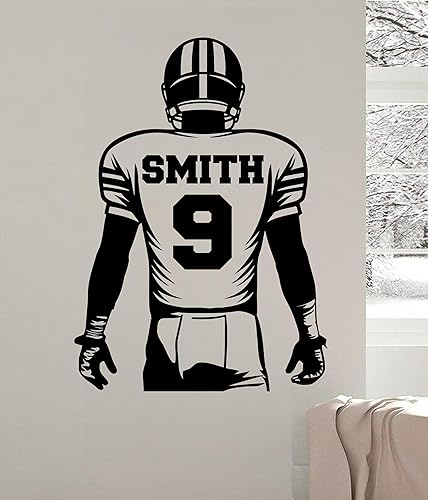 Miniatura 2 de Calcomanías personalizadas de jugador de fútbol  Calcomanía de pared de fútbol personalizada  Números y nombre  Calcomanía de nombre y números