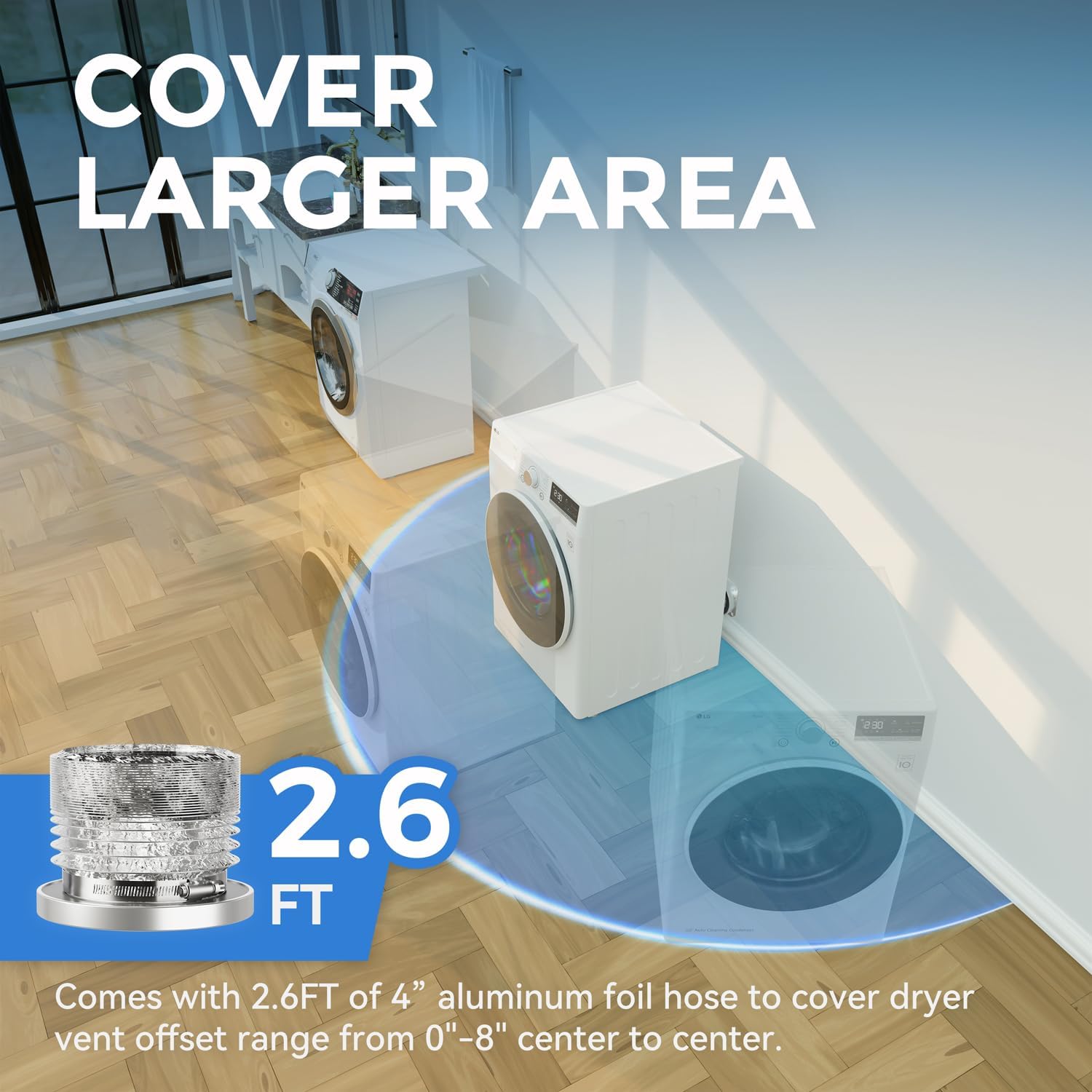 Magnetic Dryer Vent Coupling DV180 Airtight Seal Dryer Vent Connector Kit Easy to Clean Quick Connector Including a 2.6ft 4" Duct and two Clamps - Image 3