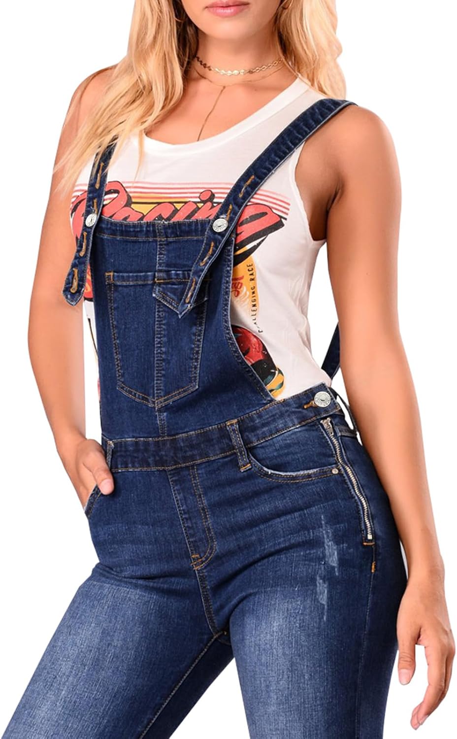LONGBIDA Skinny Ripped Jeans Denim Jumpsuit Overalls For Women - Image 2