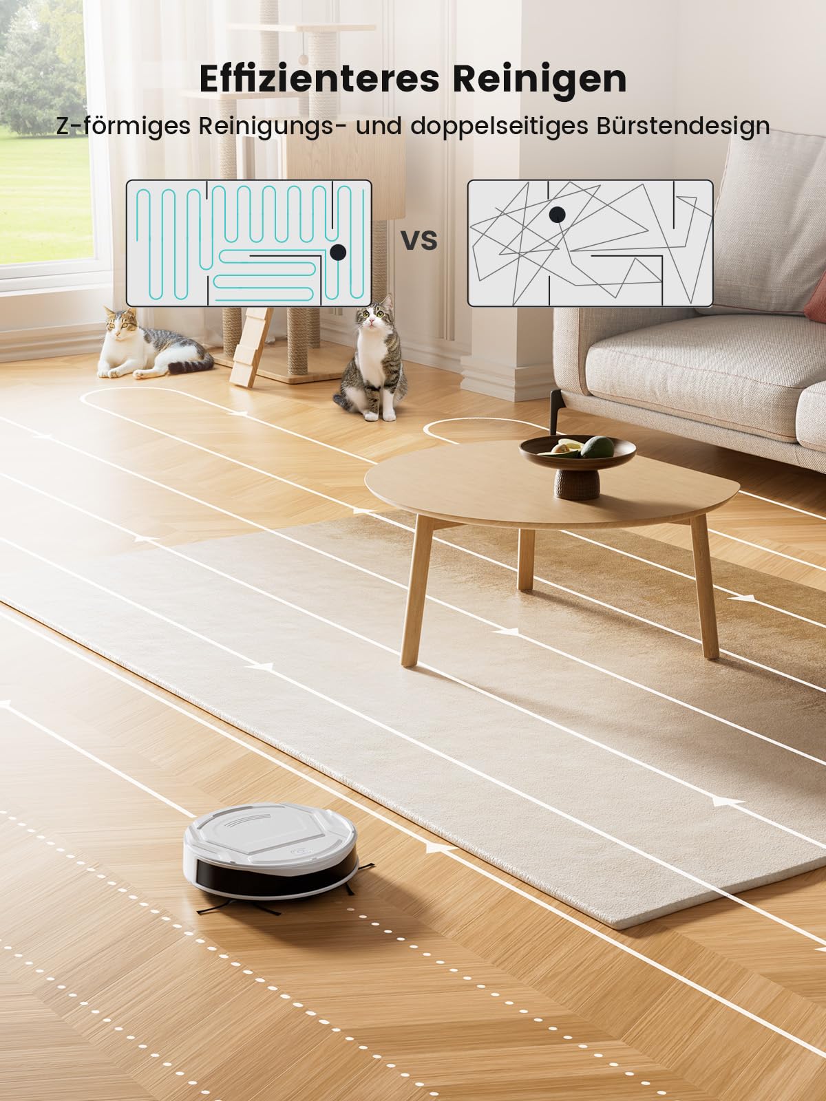 LEFANT M210P Staubsaugerroboter, 2200 Pa, leistungsstark und leise, ultradünn 7,8 cm, WiFi/App/Alexa, Autonomie 120 Min, Teppichverstärkung, ideal für Tierhaare, Teppiche und Harte Böden