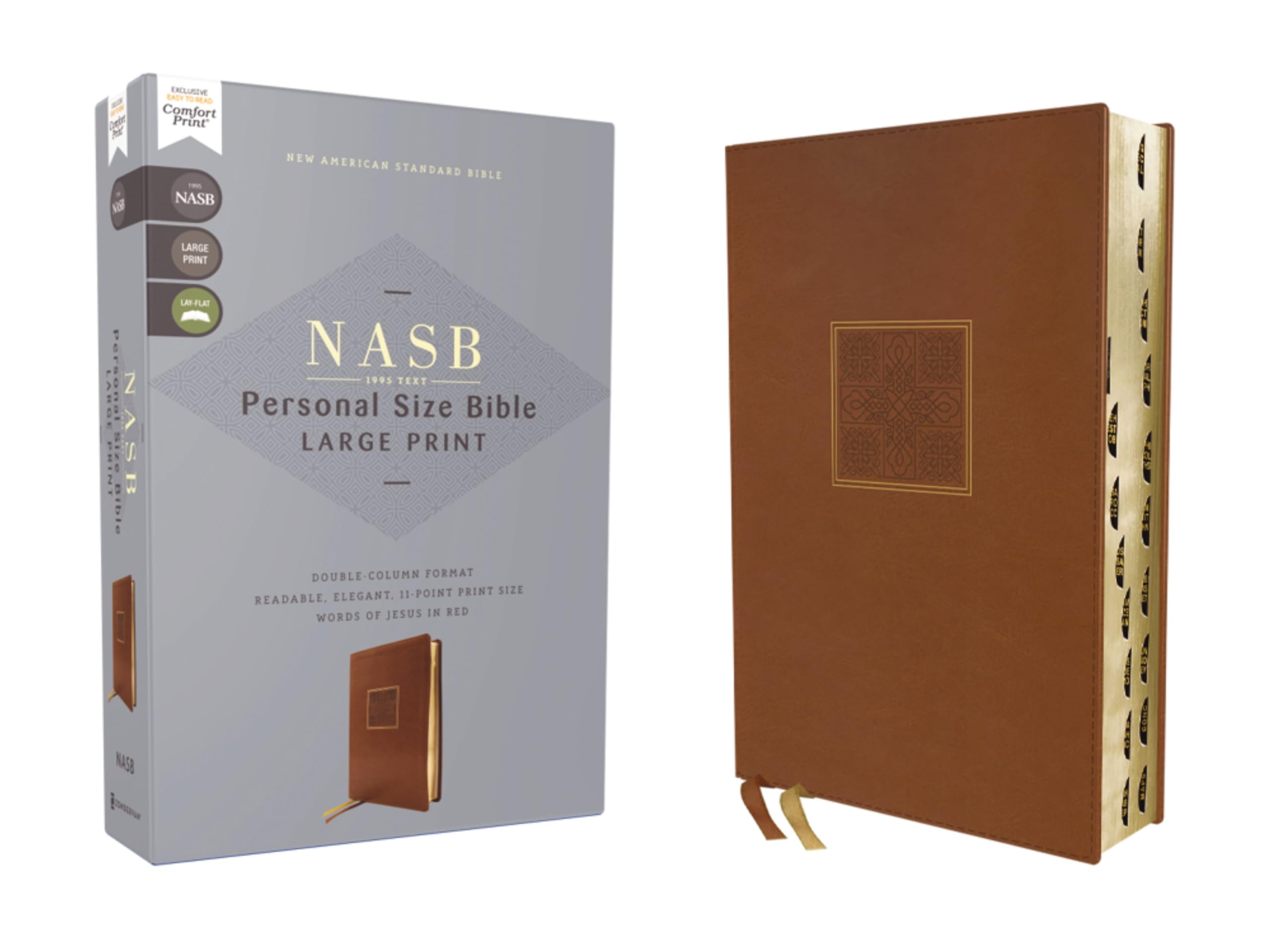 NASB, Personal Size Bible, Large Print, Leathersoft, Brown, Red Letter, 1995 Text, Thumb Indexed, Comfort Print: New American Standard Bible, Brown, ... Size, Red Letter, 1995 Text, Comfort Print