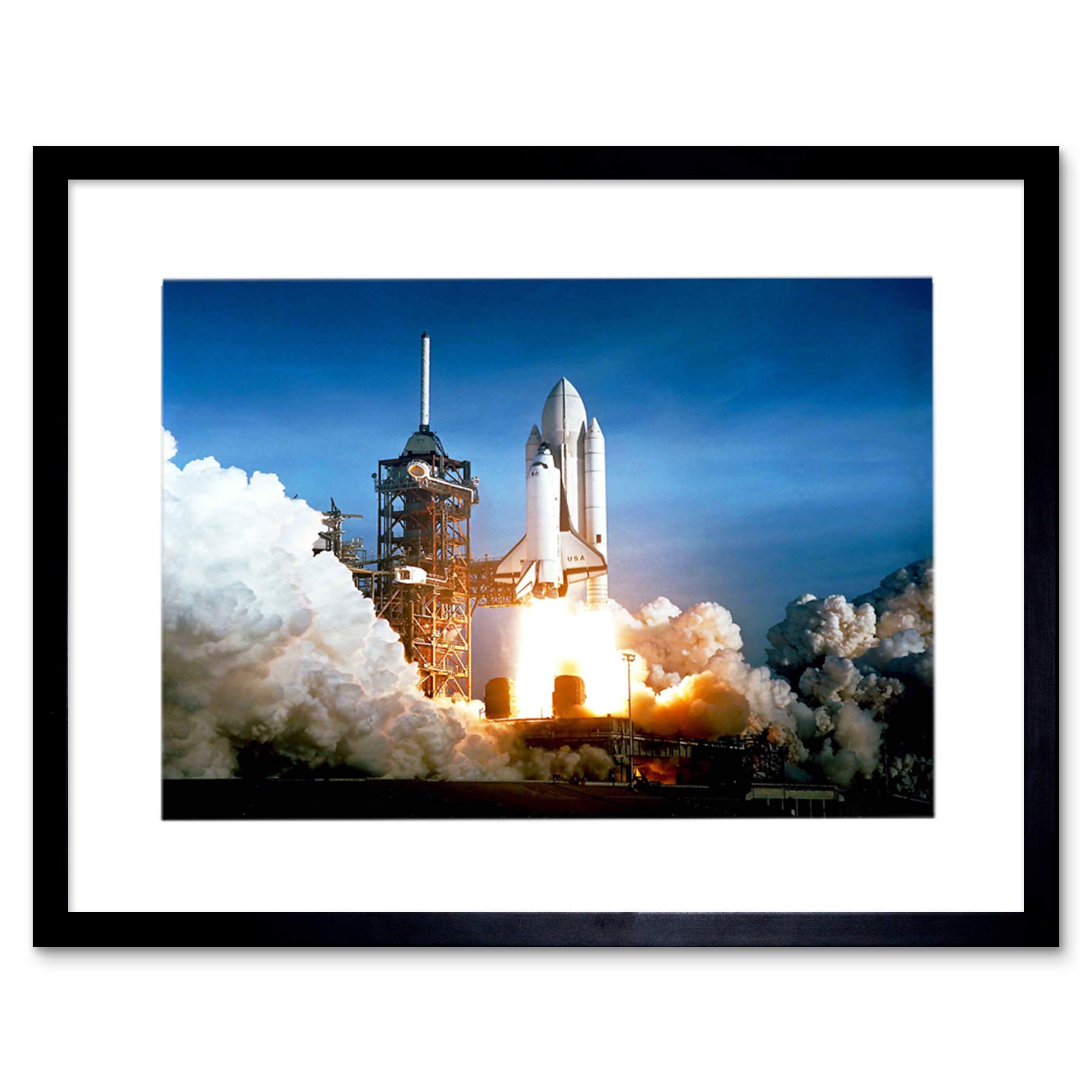 Wee Blue Coo Space 1981 Shuttle Launch Columbia NASA Picture Framed Wall Art Print