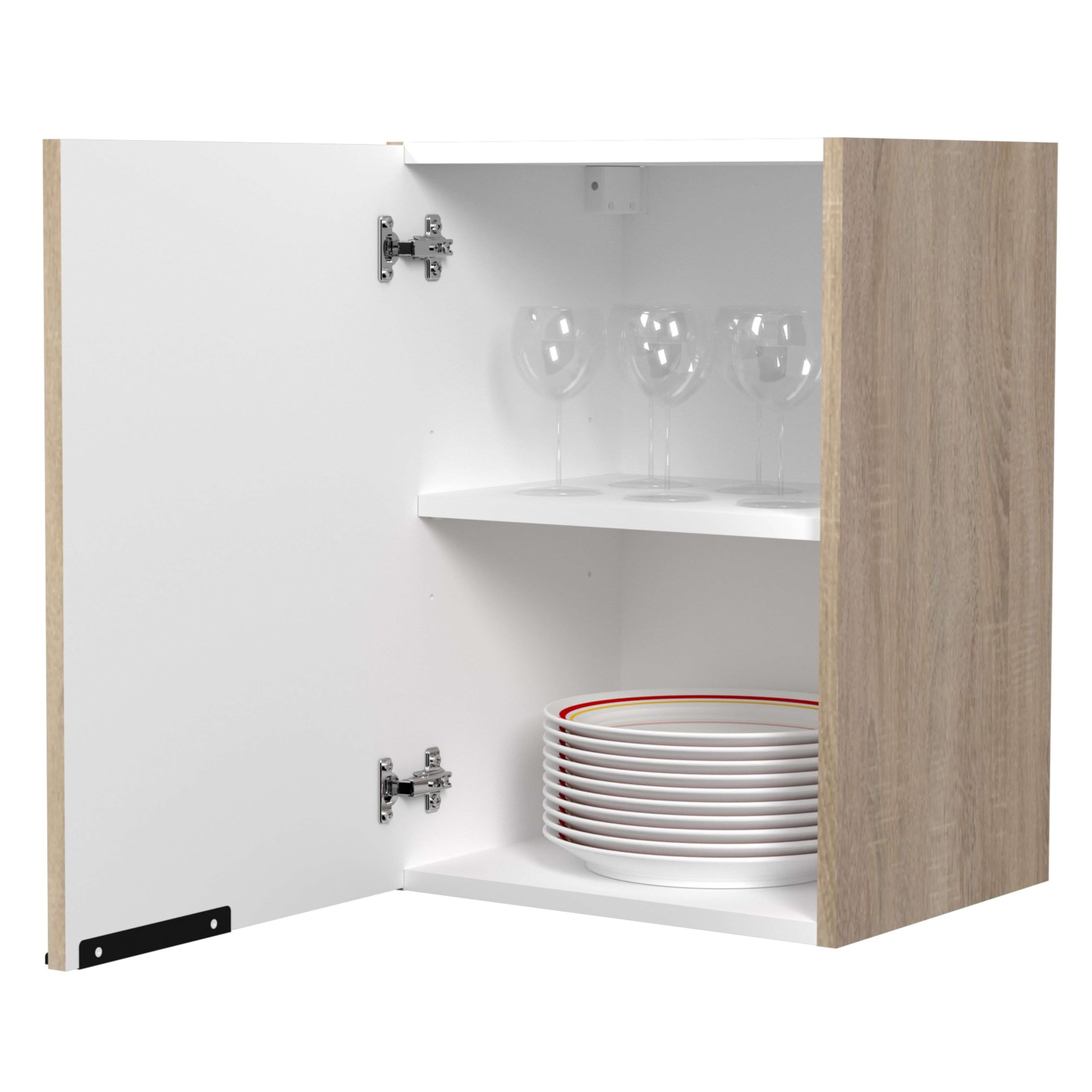 Arko Küchenmodul mit 1 Tür und 1 Regal, Eiche und Schwarz, 40 x 57,9 x 35,6 cm