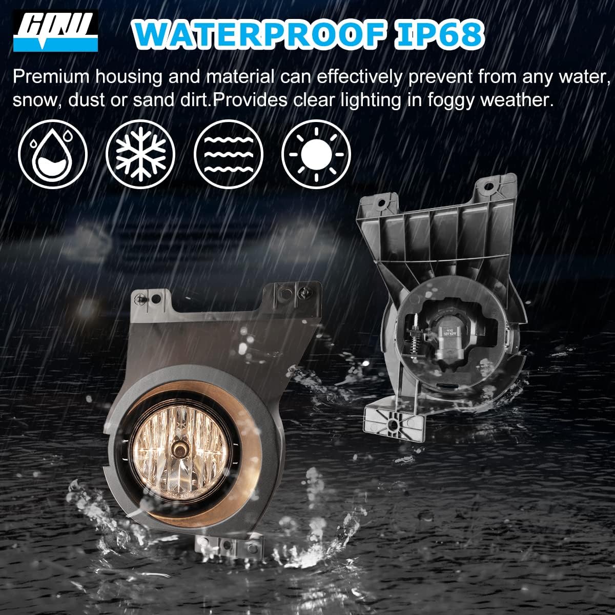 CPW OEM Fog Lights Fit For 2011 2012 2013 2014 Ford F-150 (Not Compatible on SVT Raptor Models), Driver & Passenger Side Driving Fog Lamps w/ H10 Halogen Bulbs (Black Housing Clear Lens)