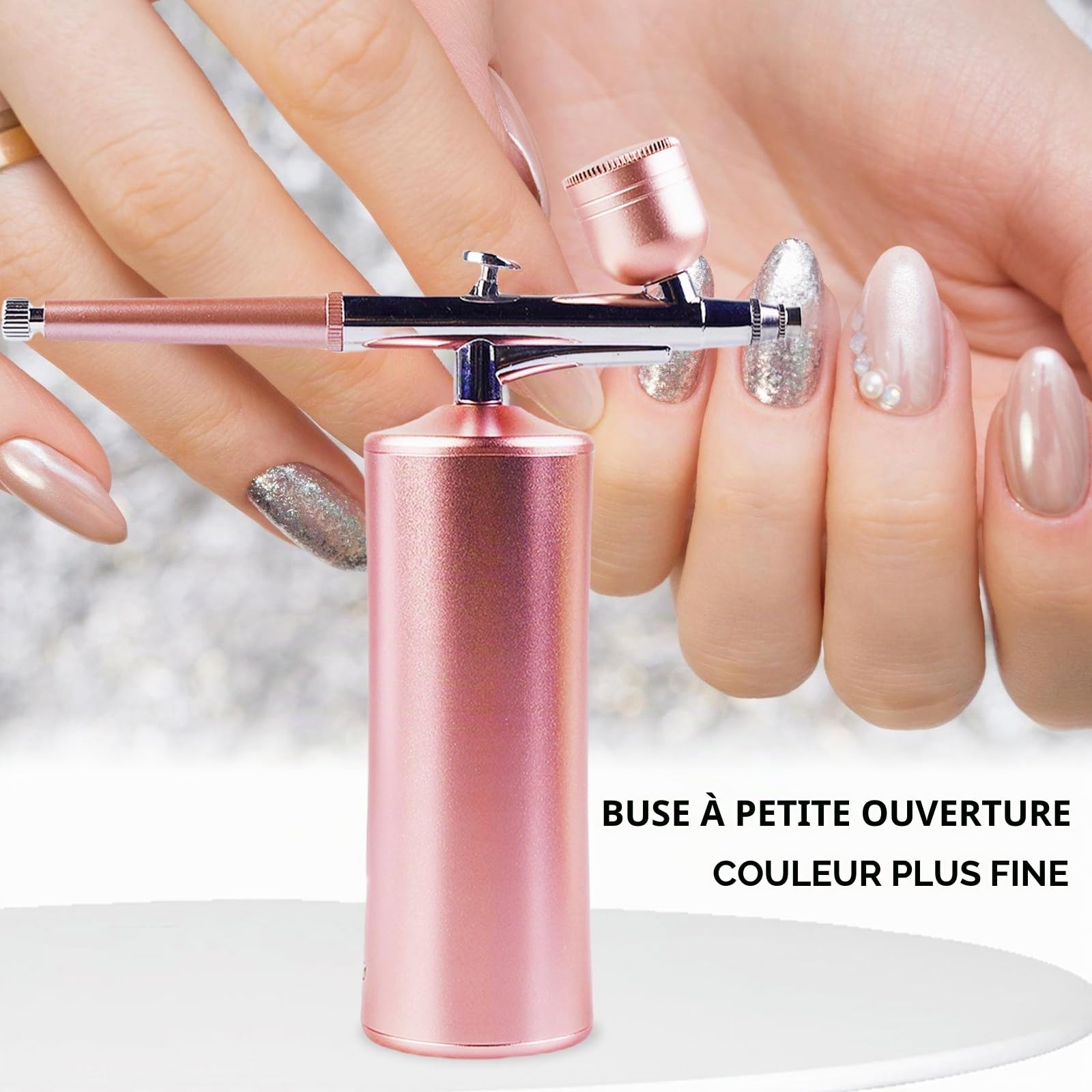 Kit Aérographe, Kit Aérographe Sans Fil, Aerographe, Aérographe Sans Fil, Avec Chargement Usb, Pour Maquillage, Artisanat, Gâteau, Tatouage, Modèle, Décoration D'ongles (Rose)